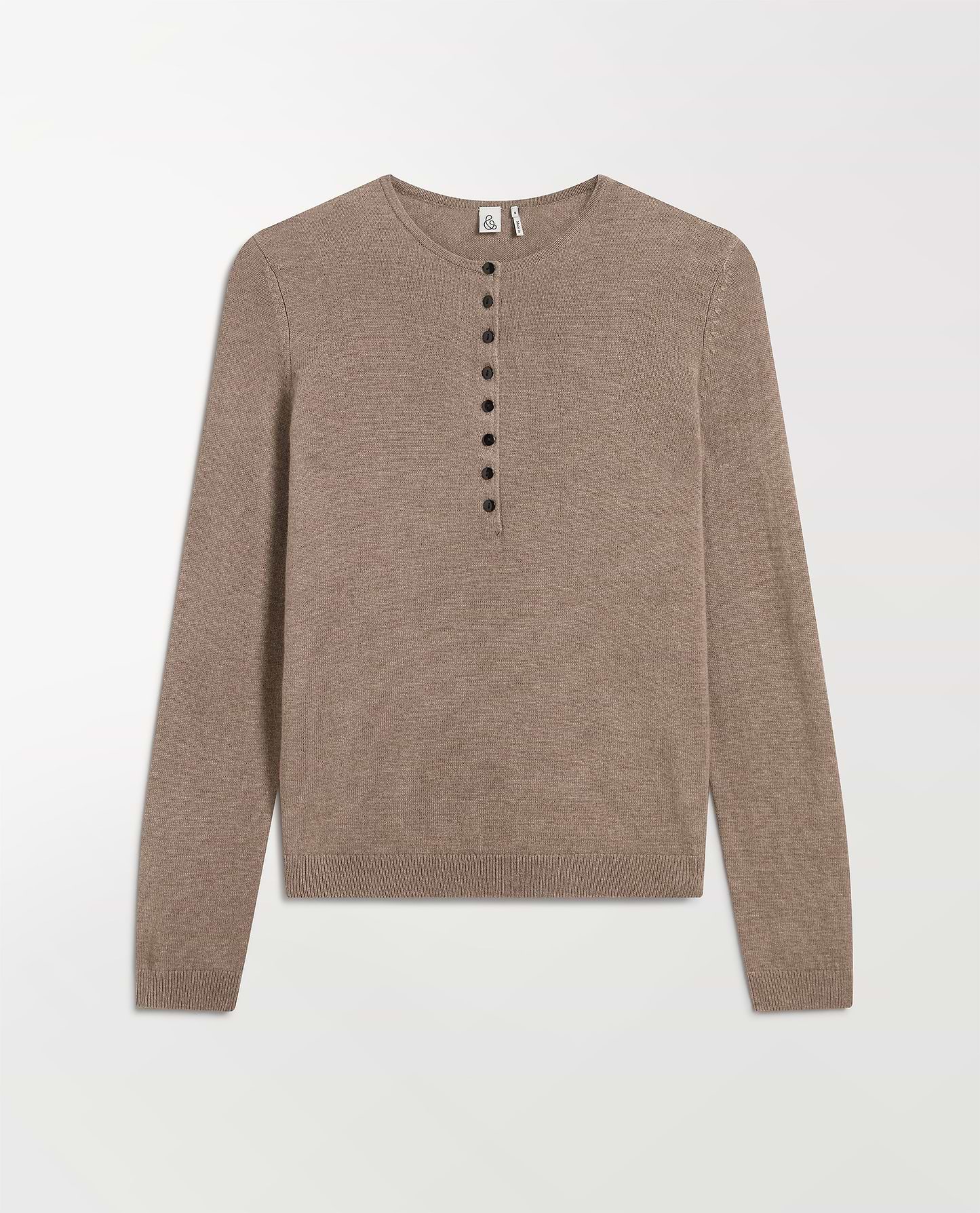 Women's Cashmere Merino Henley Jumper - Mole