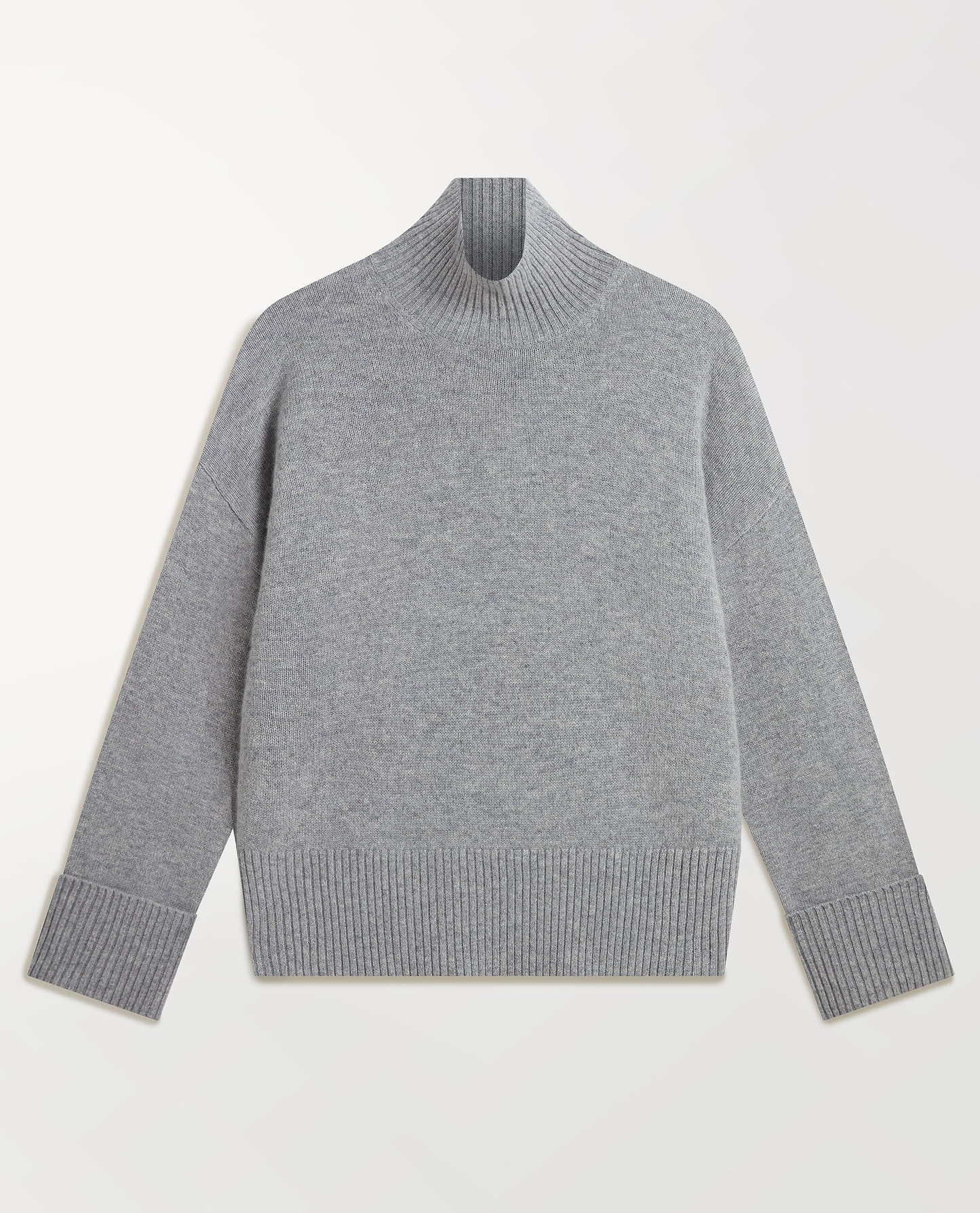 Women's Cashmere Merino High Neck Jumper - Medium Grey