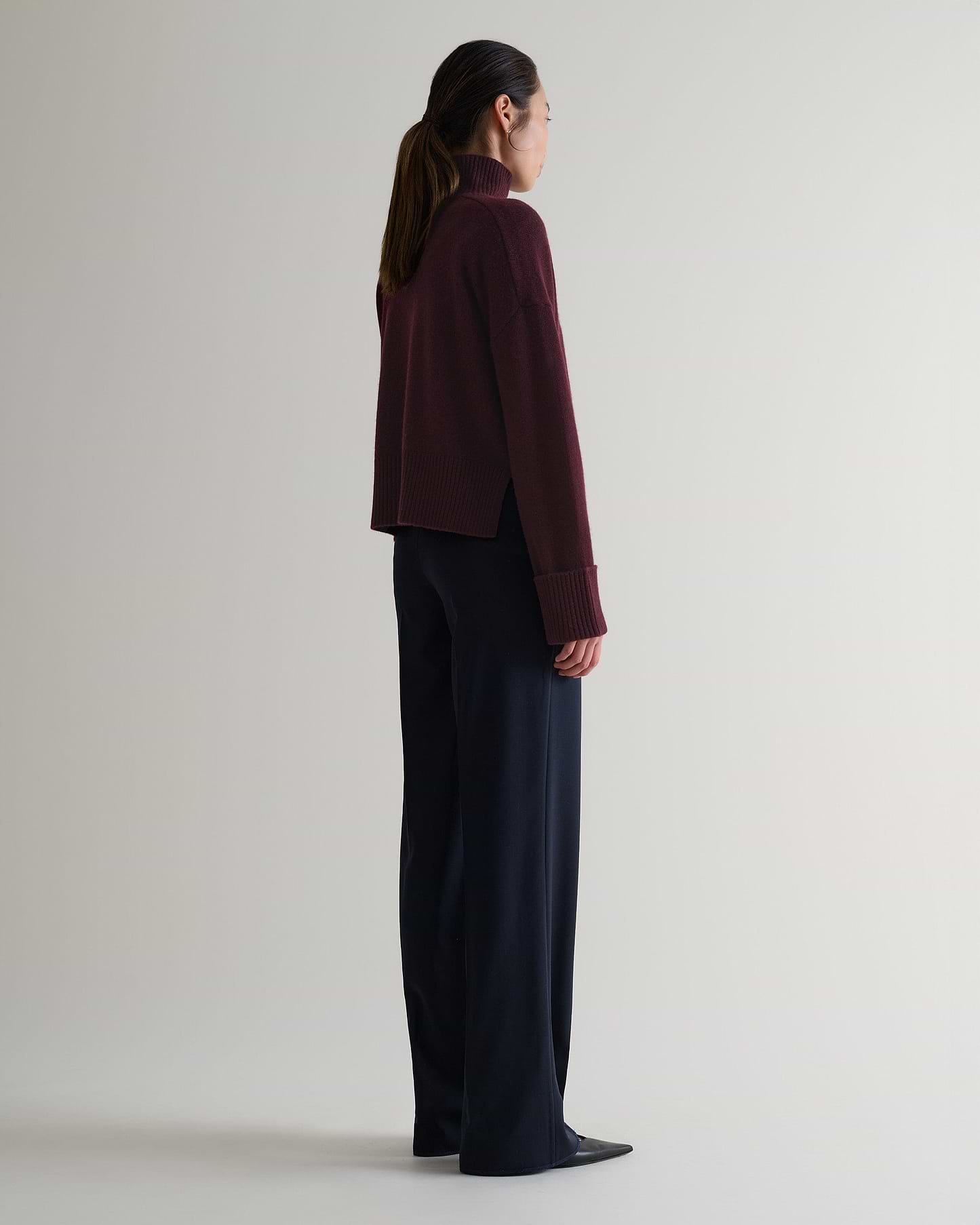 Women's Cashmere Merino High Neck Jumper - Oxblood