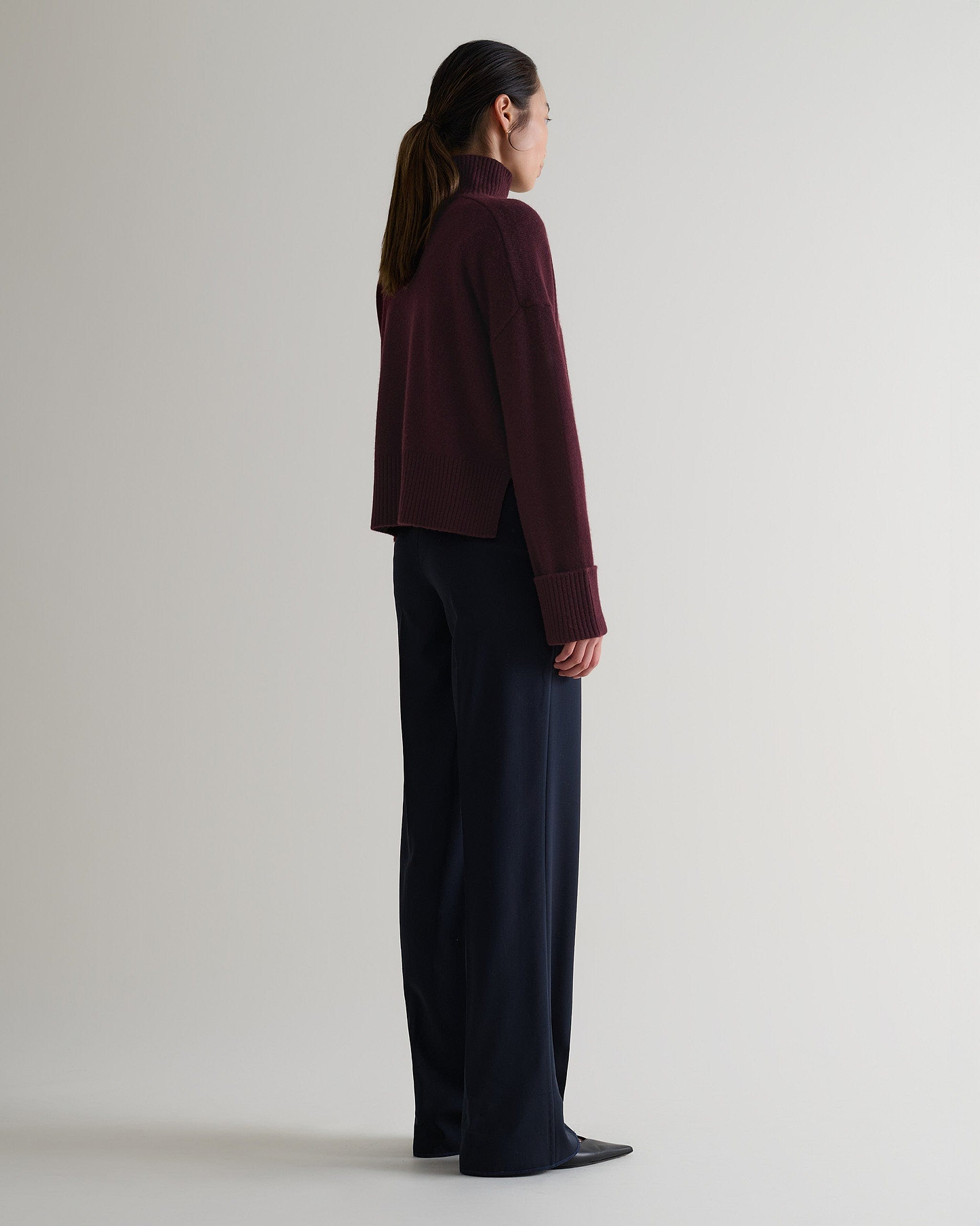 Women's Cashmere Merino High Neck Jumper - Oxblood