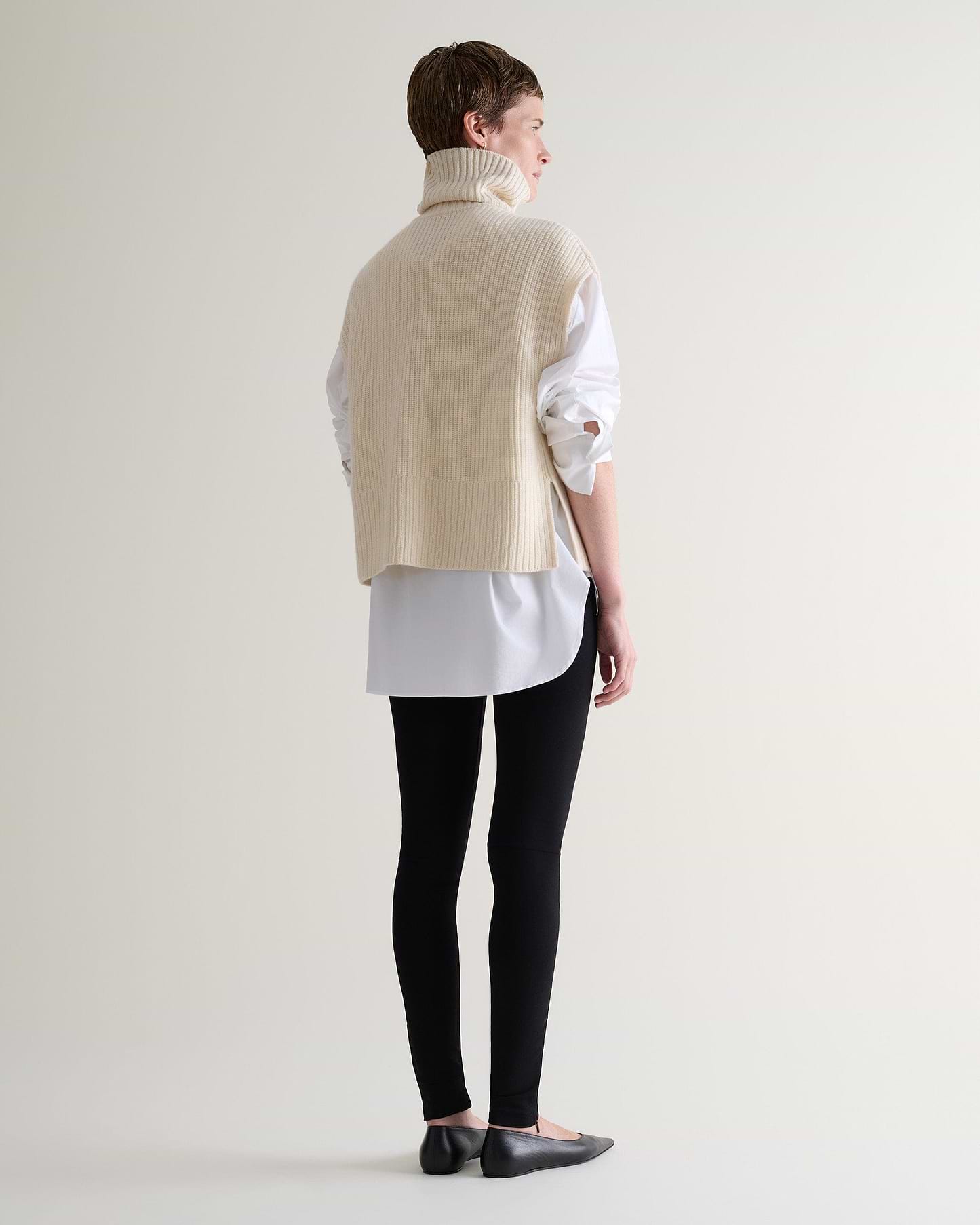 Women's Cashmere Merino Roll Neck Tabard - Buttermilk