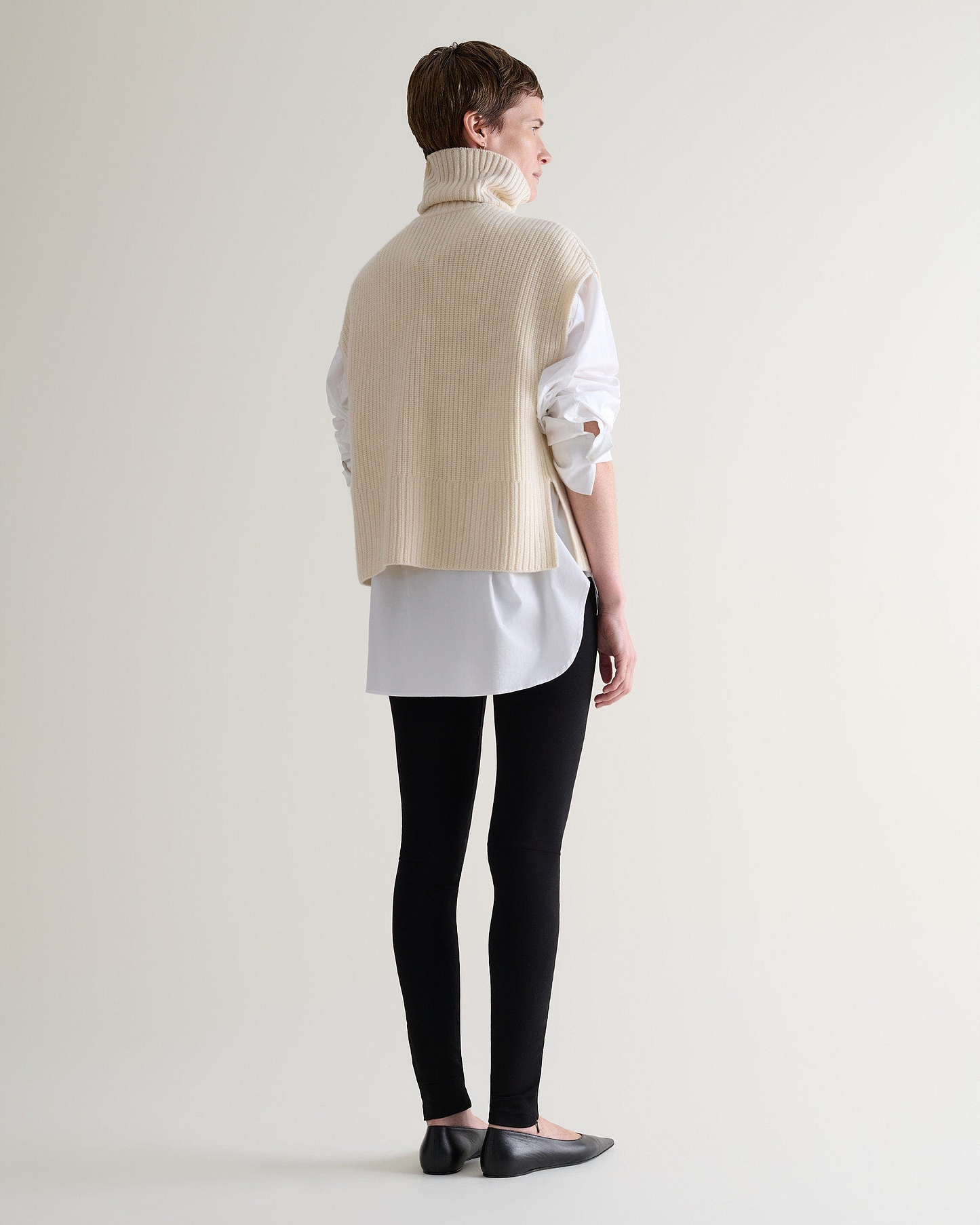 Women's Cashmere Merino Roll Neck Tabard - Buttermilk