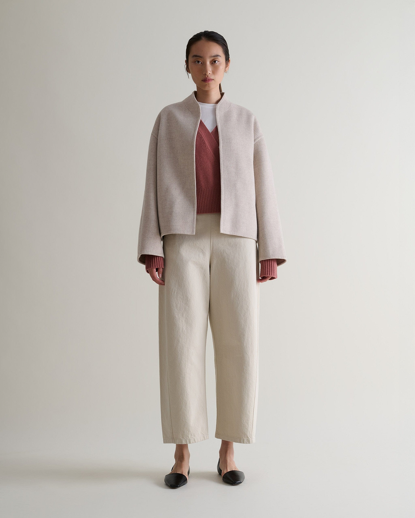Women's Cashmere Merino Wrap Jumper - Pink Clay