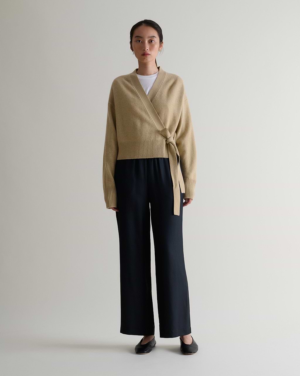 Women's Cashmere Merino Wrap Jumper - Twine