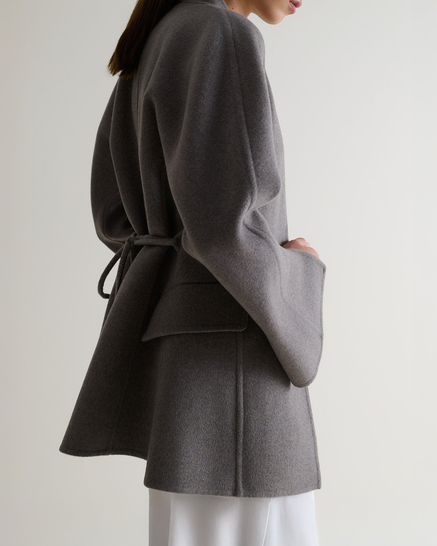 Women's Cashmere Wool Sculptural Jacket - Fawn-[colour]-[size]-Rise &amp; Fall