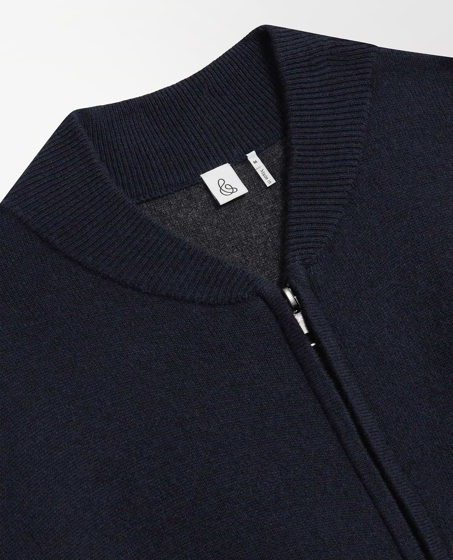 Men's Cashmere Merino Double Faced Zip Jumper - Navy