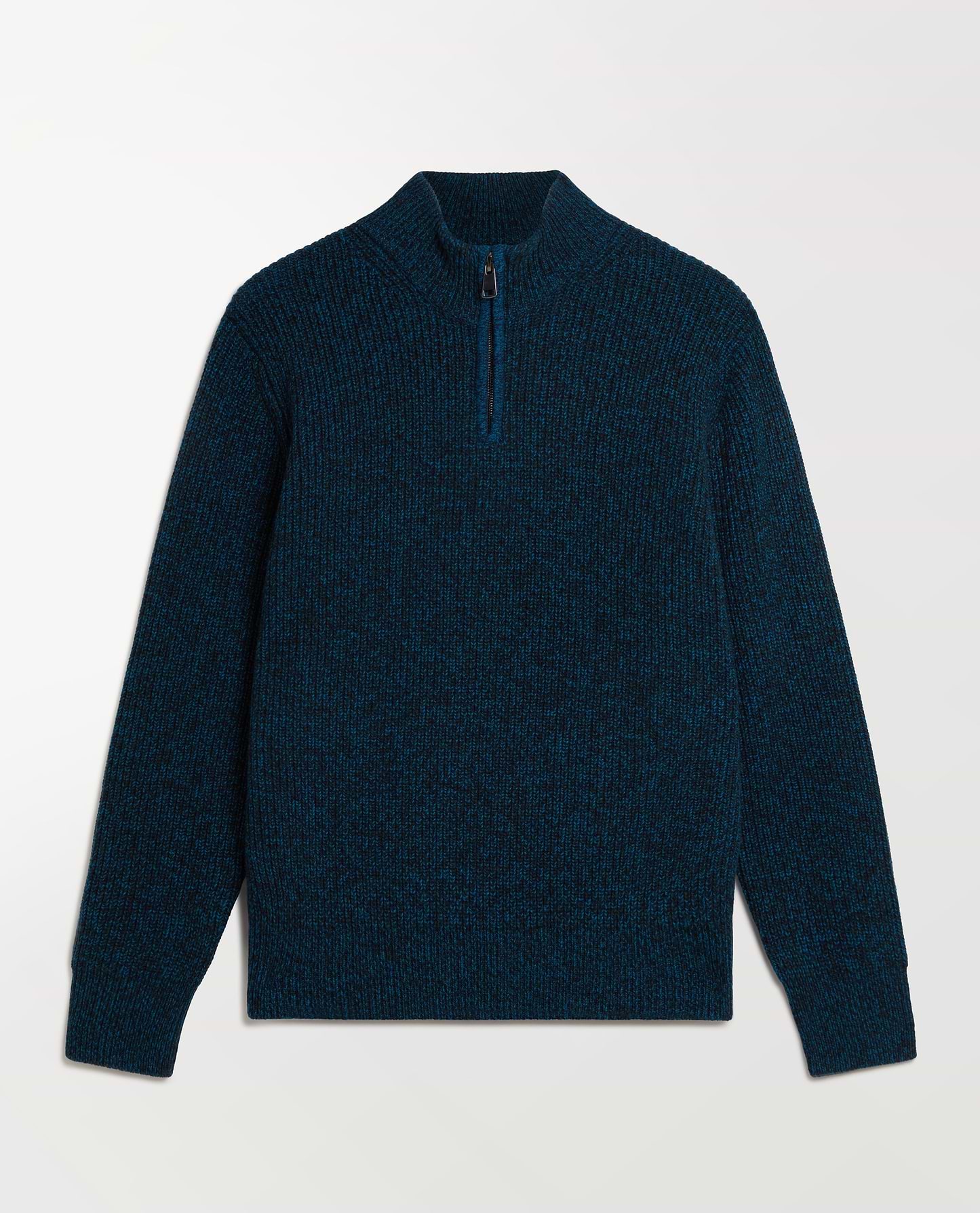 Men's Cashmere Merino Fishermans Rib 1/4 Zip Jumper - Mood Indigo Mouline