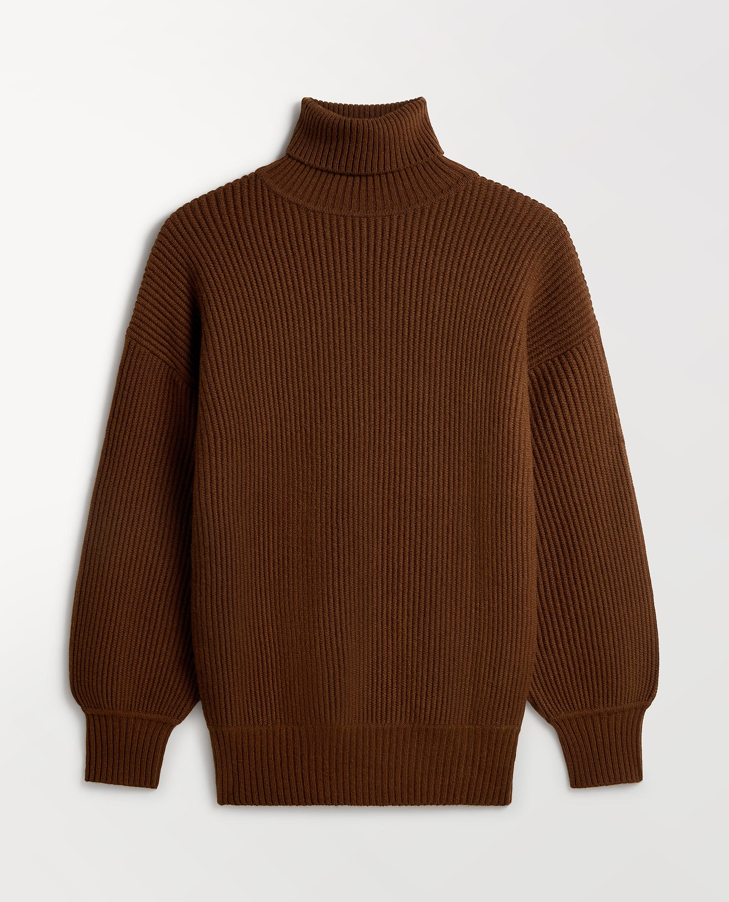 Women's Cashmere Merino Ottoman Ribbed Roll Neck Jumper - Burl