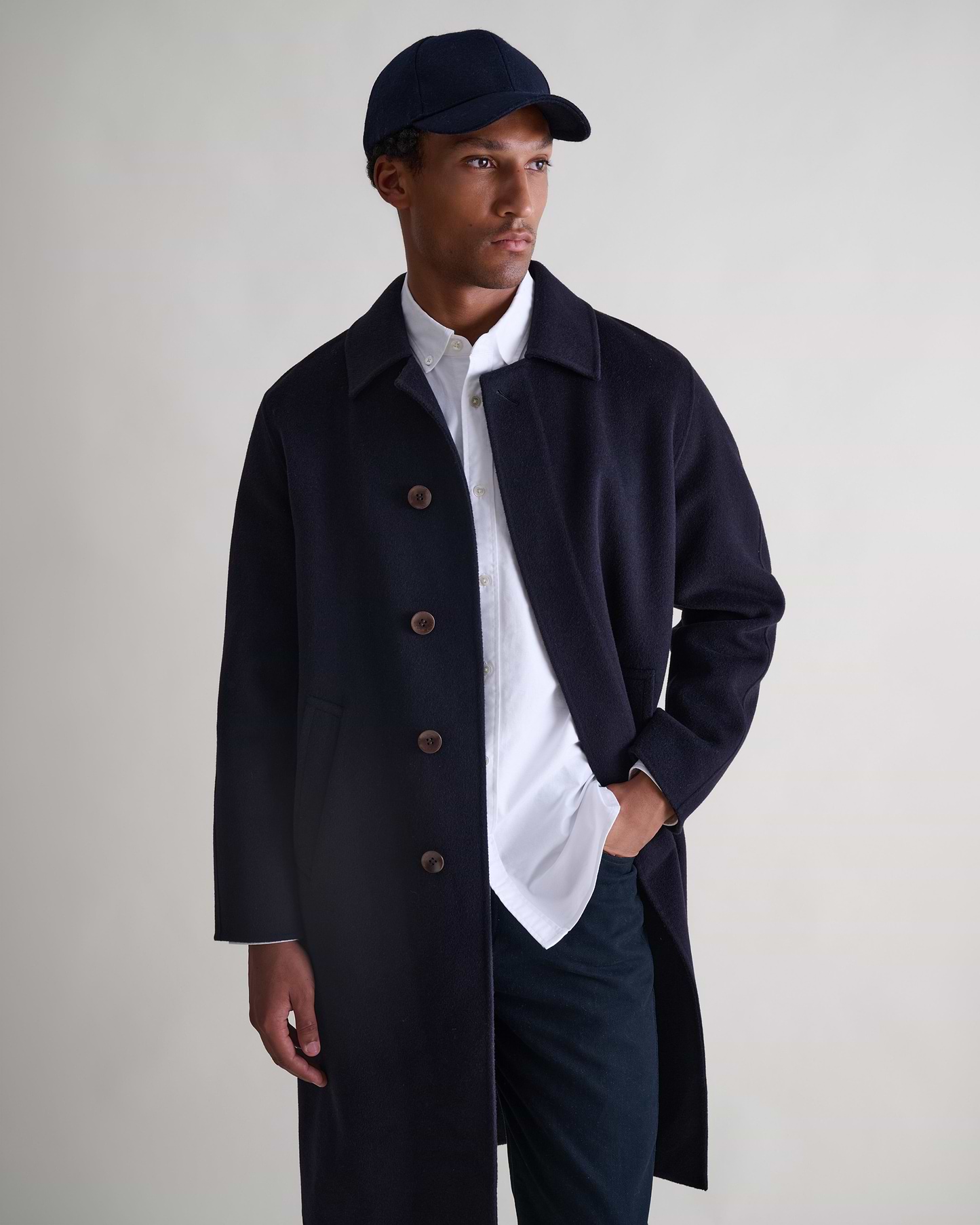 Men's Cashmere Wool Baseball Cap - Navy