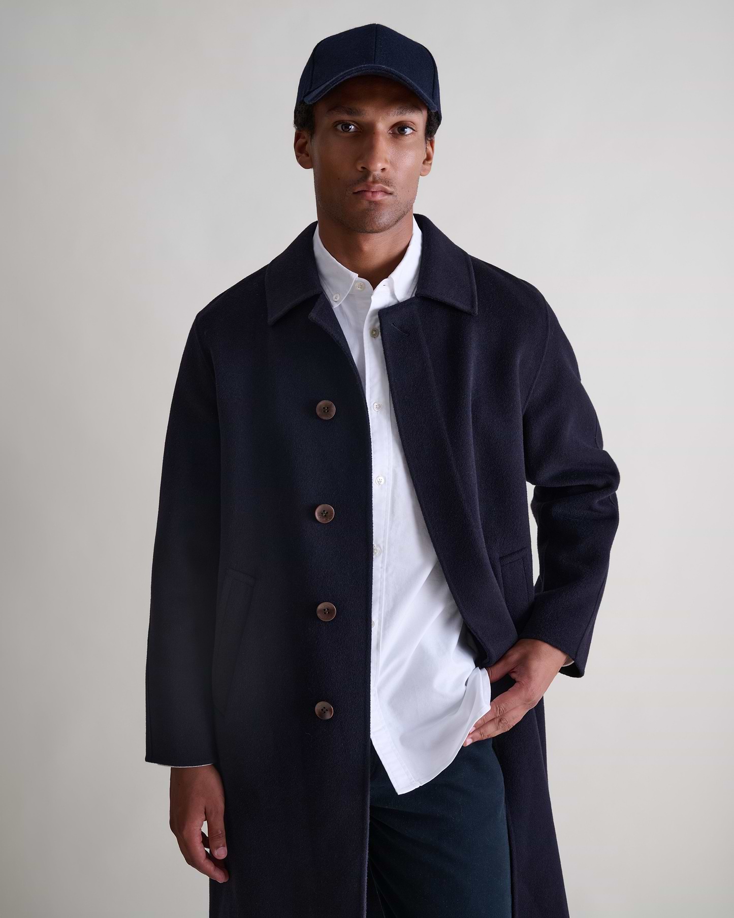 Men's Cashmere Wool Baseball Cap - Navy