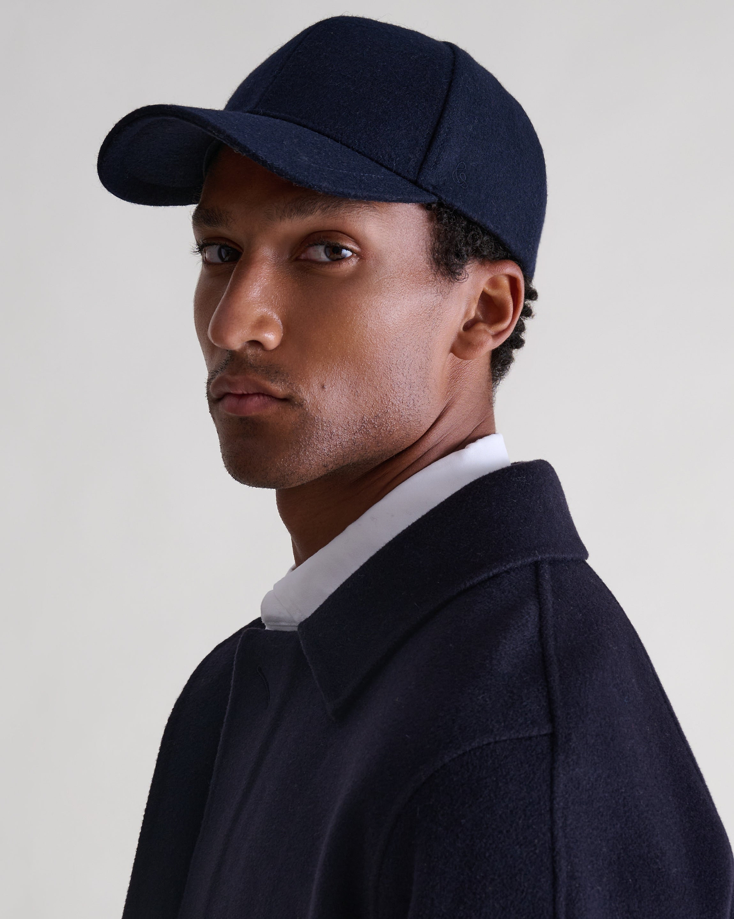 Men's Cashmere Wool Baseball Cap - Navy