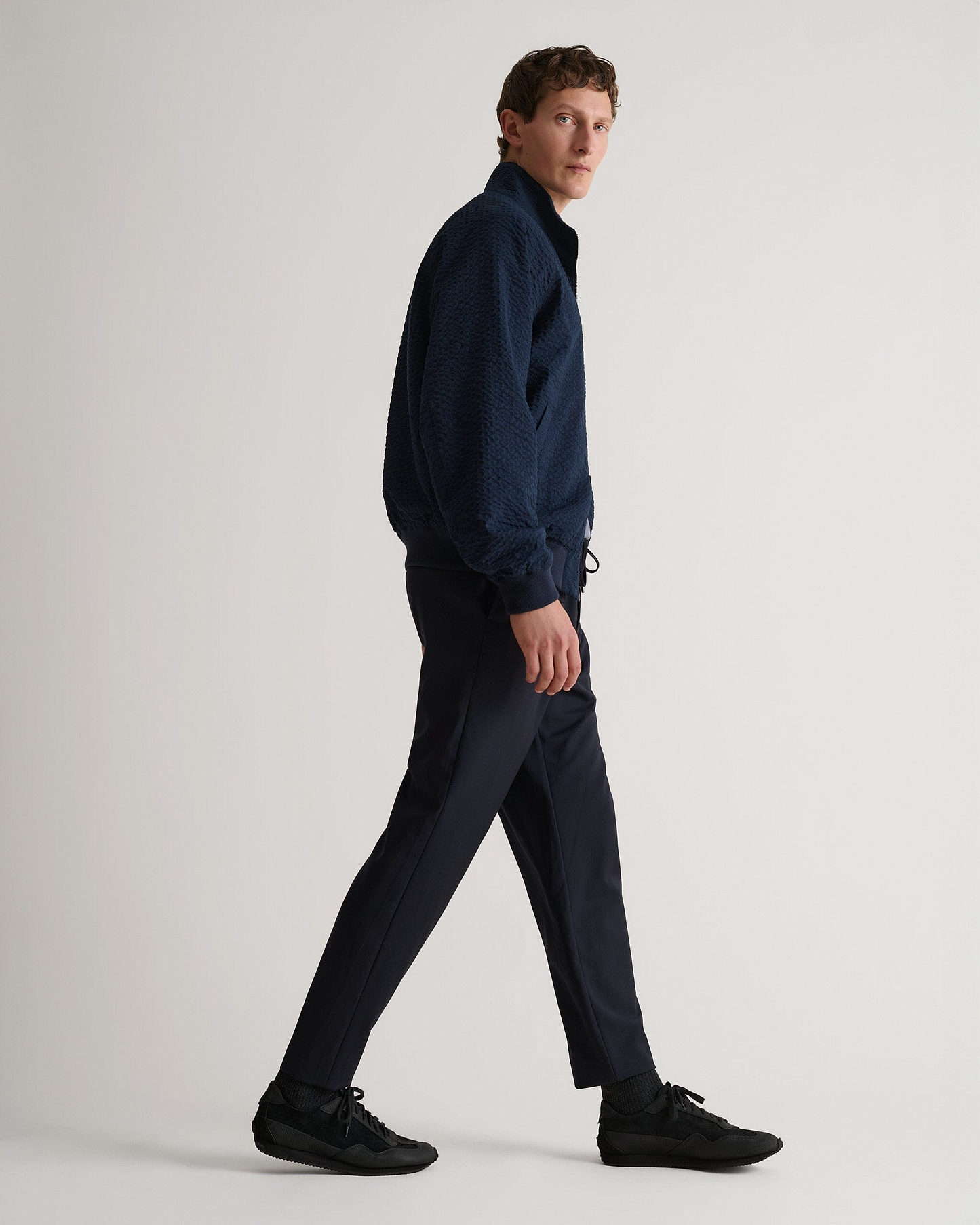 Men's Cotton Seersucker Jacket - Indigo