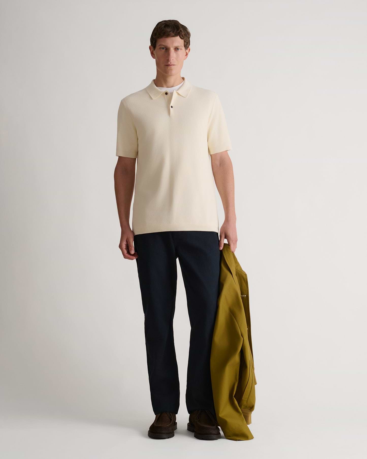 Men's Cotton Twist Pique Polo - Parchment
