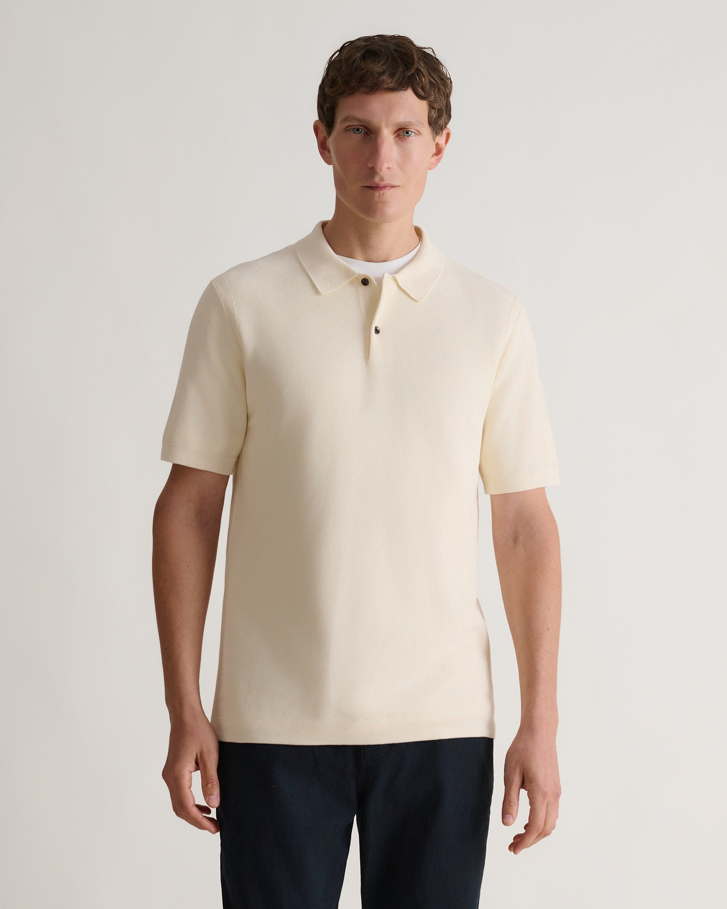 Men's Cotton Twist Pique Polo - Parchment