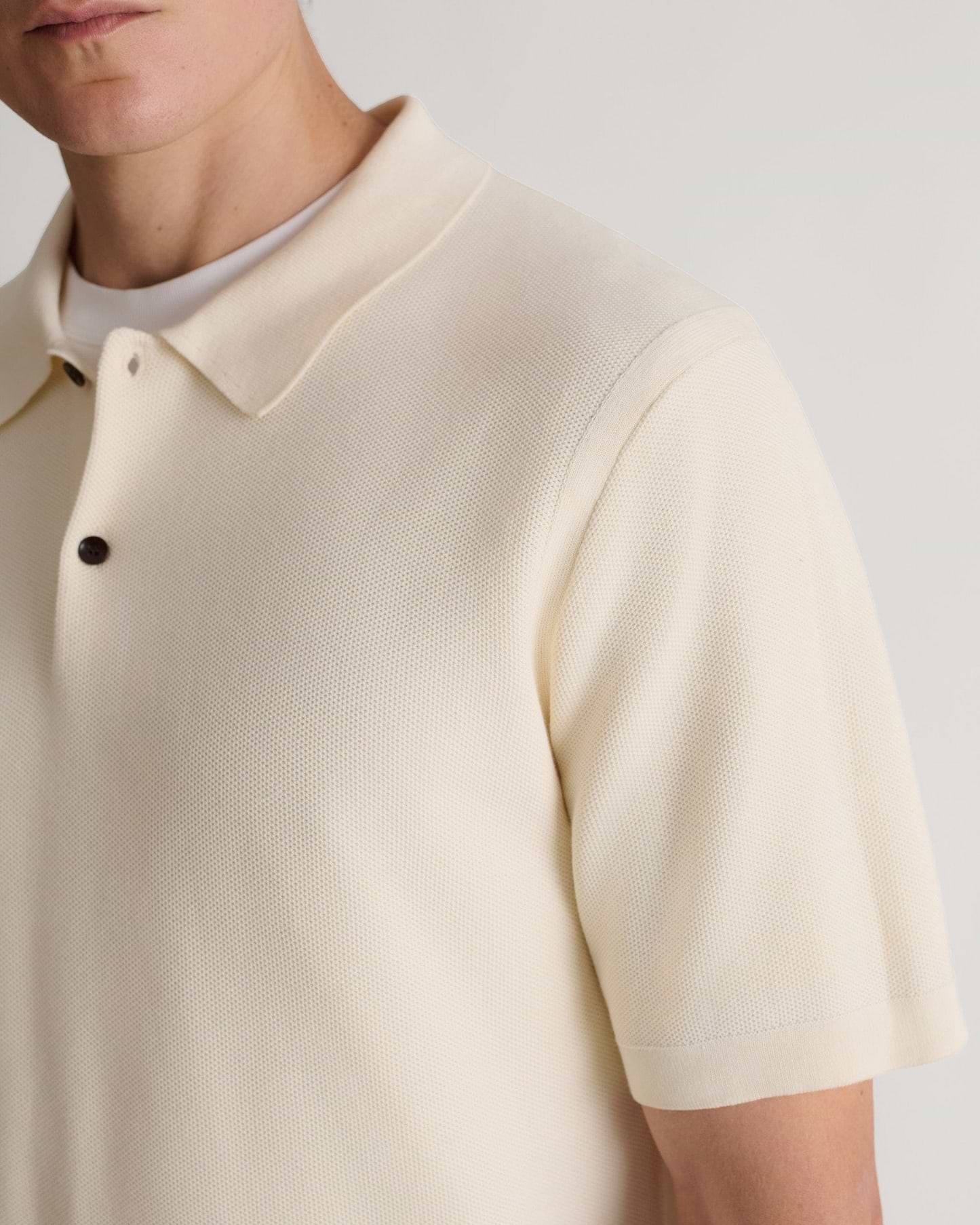 Men's Cotton Twist Pique Polo - Parchment