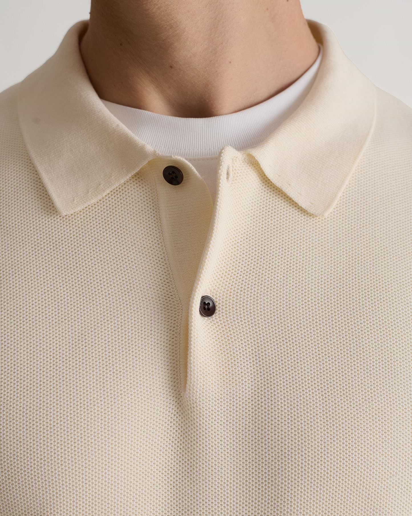 Men's Cotton Twist Pique Polo - Parchment
