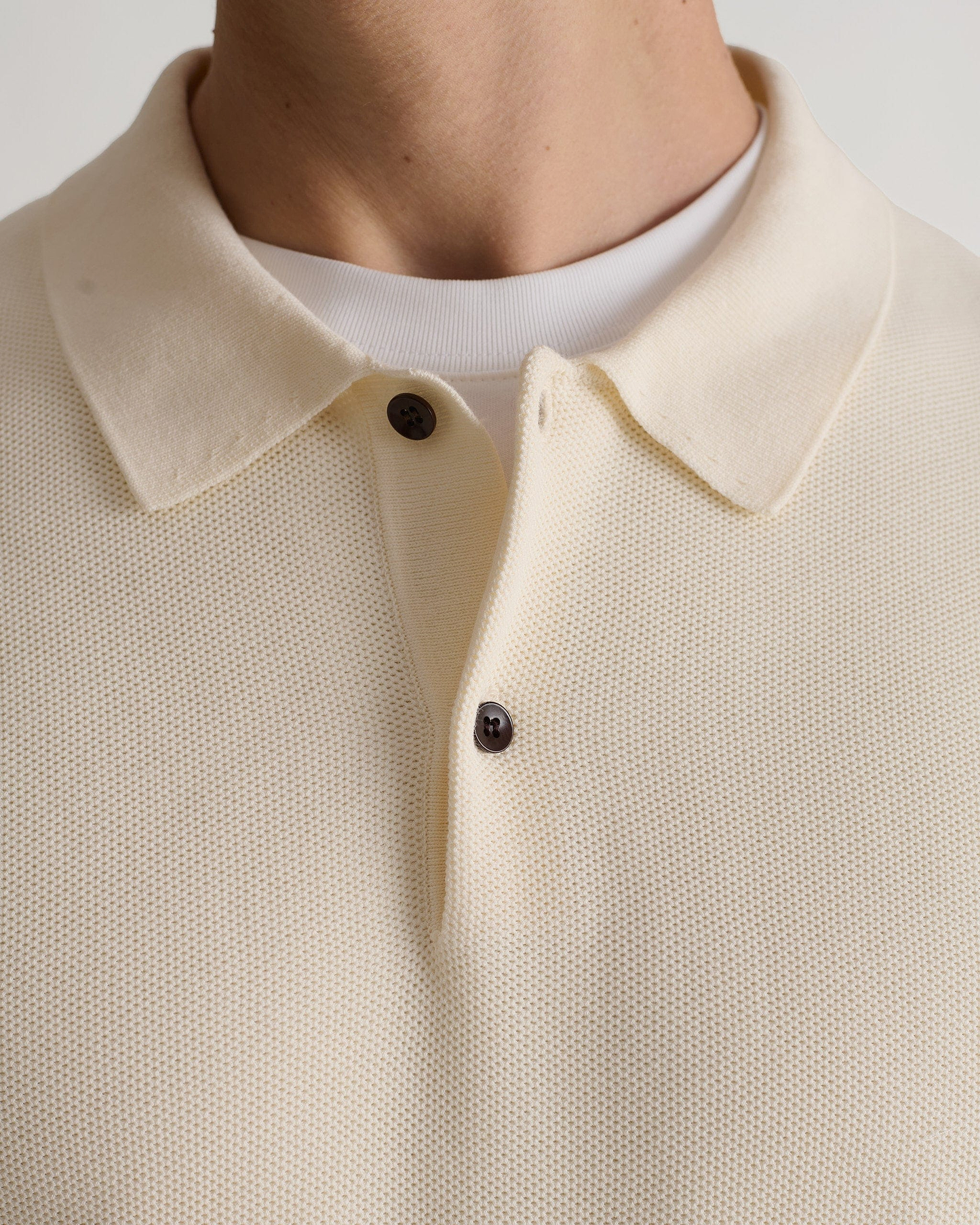 Men's Cotton Twist Pique Polo - Parchment
