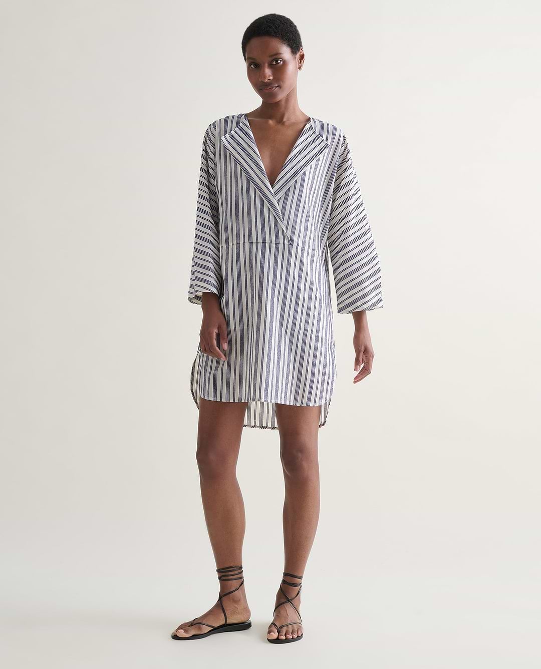 Women's Cotton Gauze Tunic Dress - Navy Stripe