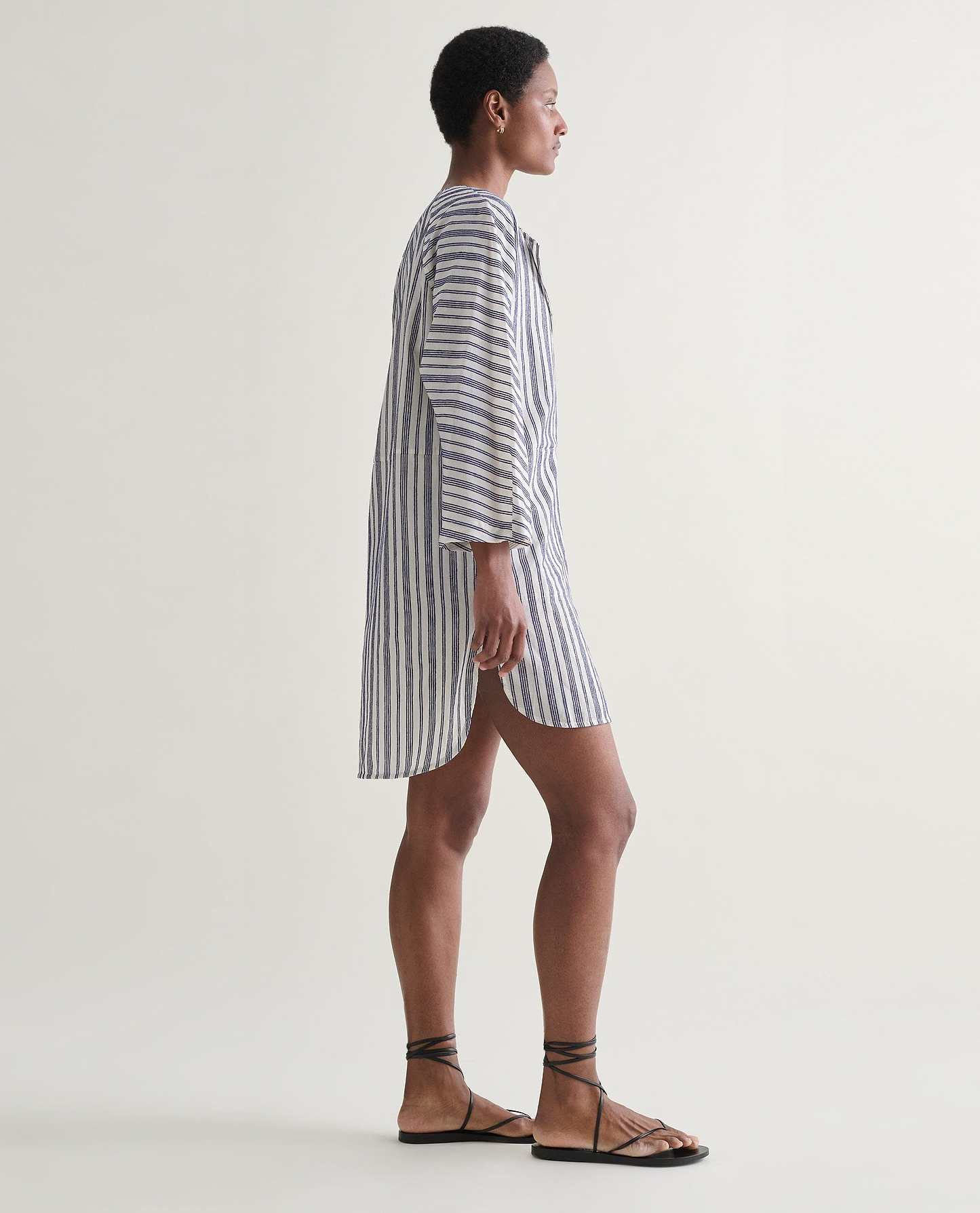 Women's Cotton Gauze Tunic Dress - Navy Stripe