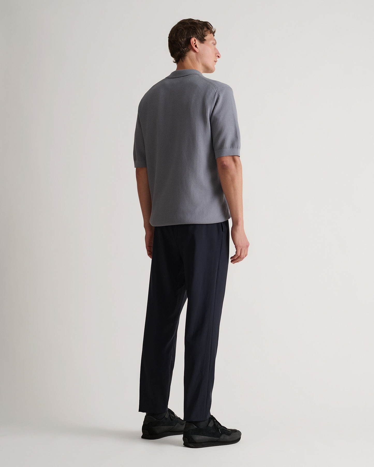 Men's Cotton Textured Knit Polo - Shadow Grey
