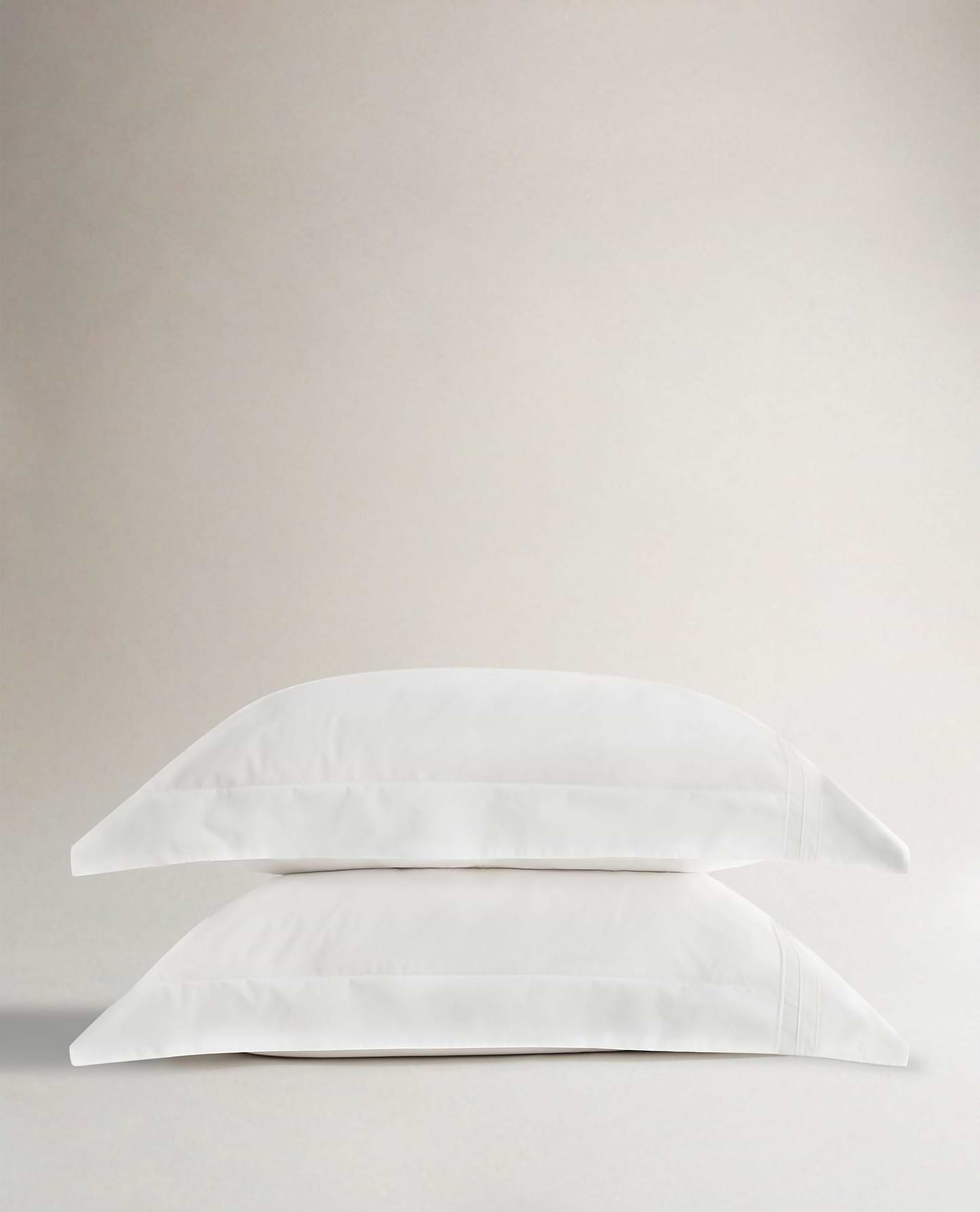 Crisp & Cool Organic Cotton Oxford Pillowcases - White Tailored Border