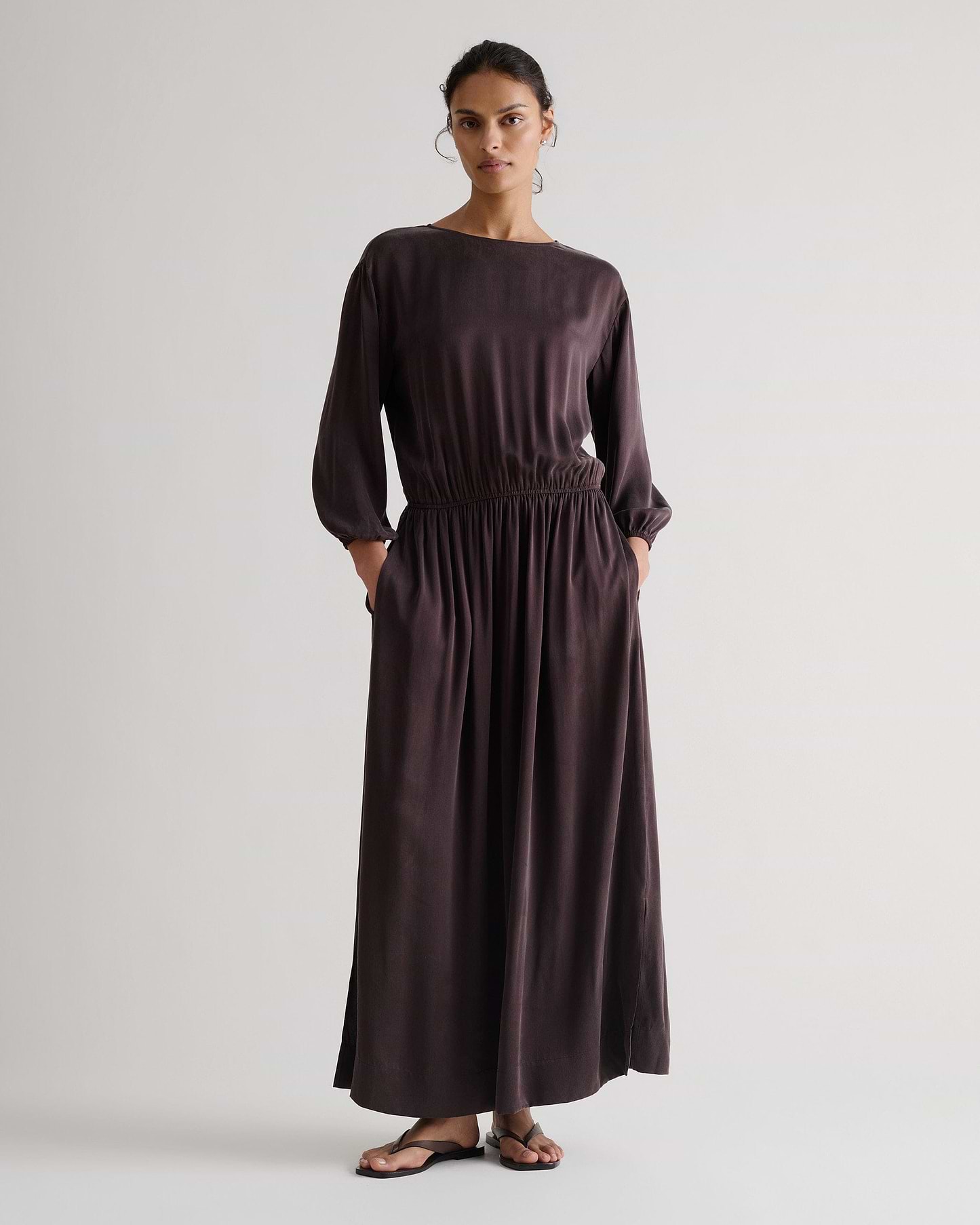 Women's Gathered Waist Easy-Silk Dress