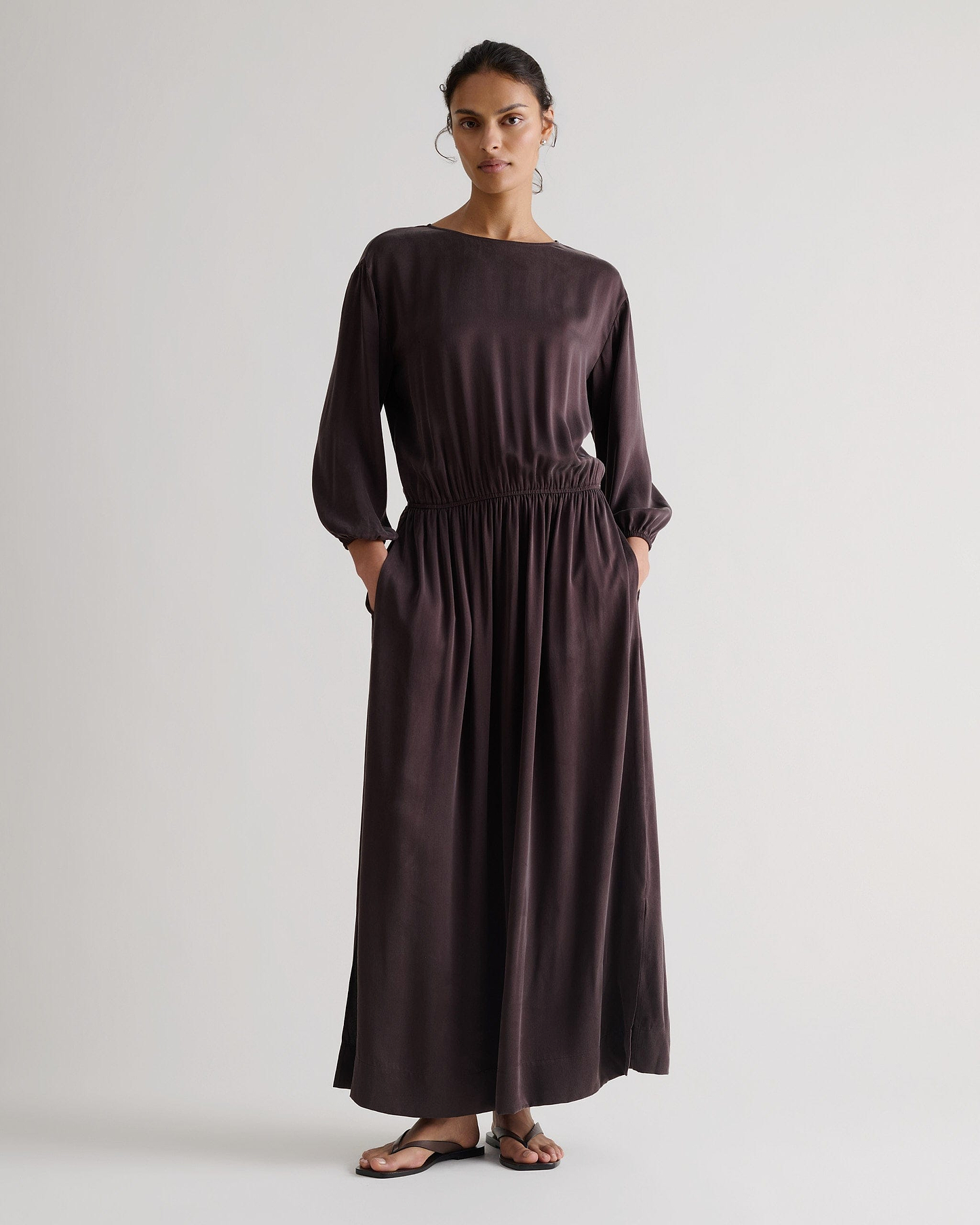 Women's Gathered Waist Easy-Silk Dress