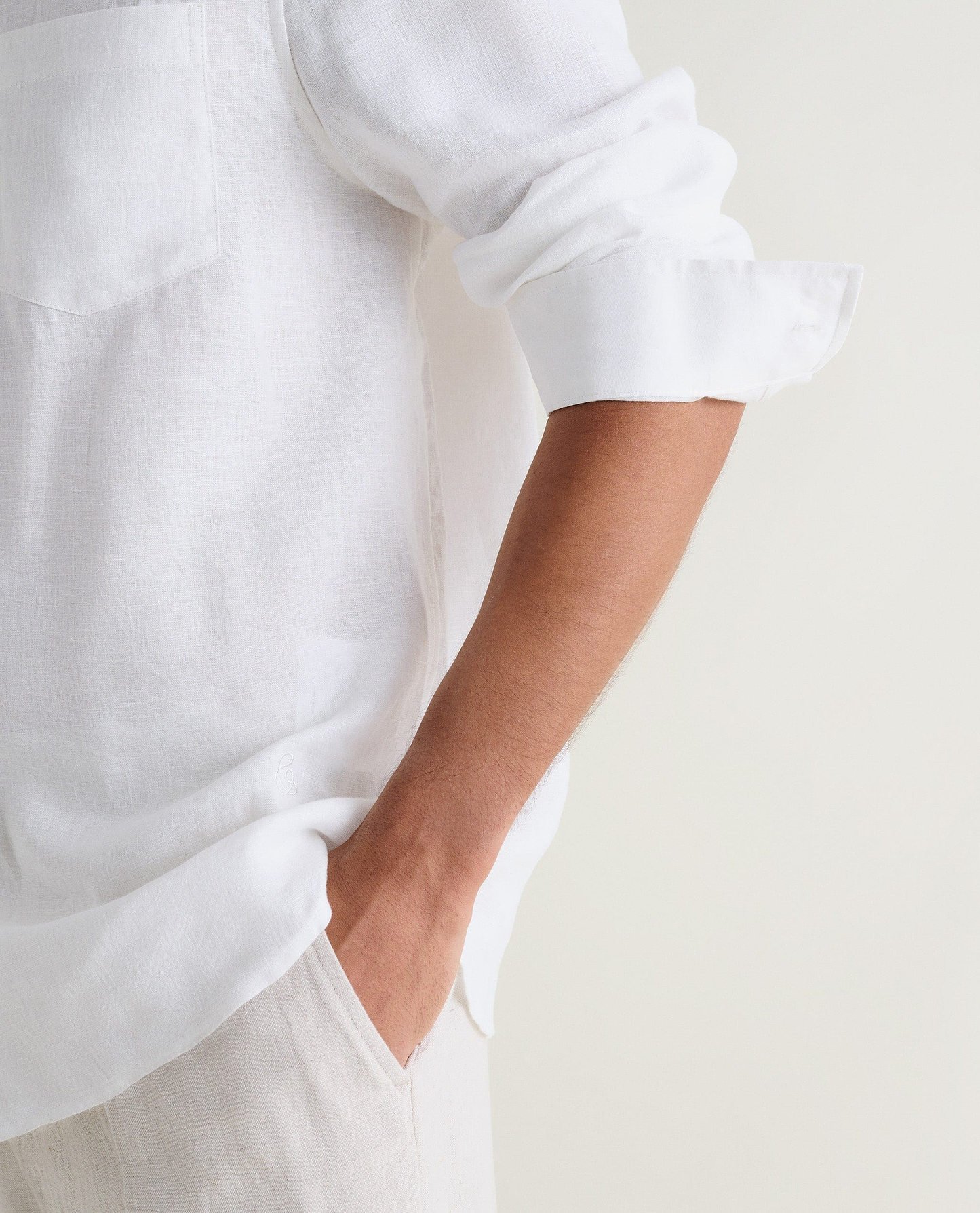 Men's European Flax Linen Shirt - White