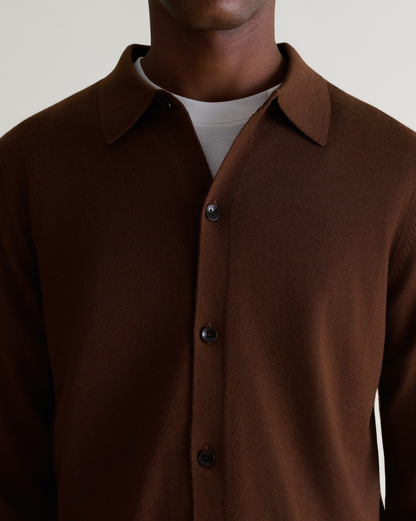 Men's Fine Merino Knit Shirt - Chestnut-[colour]-[size]-Rise &amp; Fall