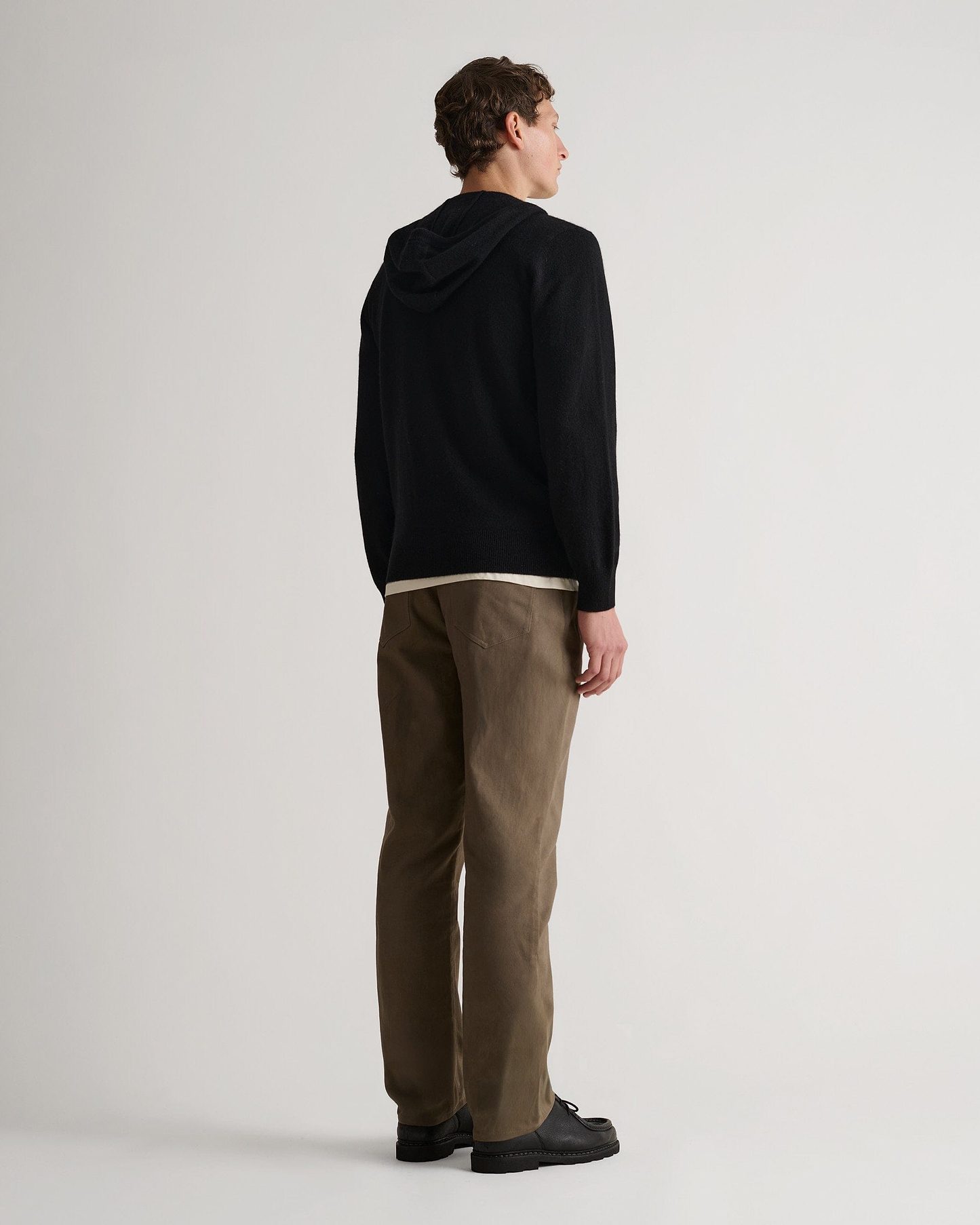 Men's Finest Cashmere Full Zip Hoodie - Black
