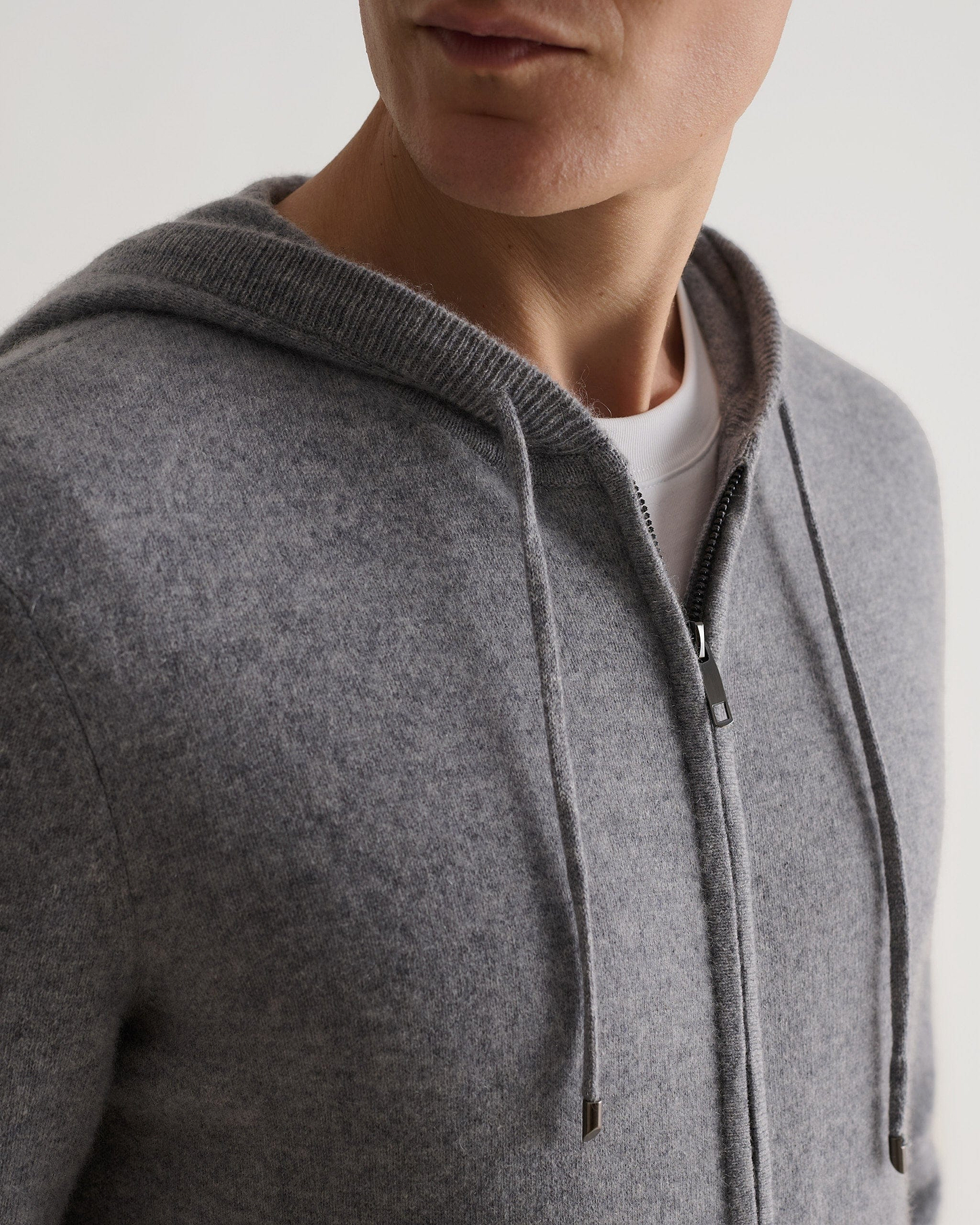 Men's Finest Cashmere Full Zip Hoodie - Grey