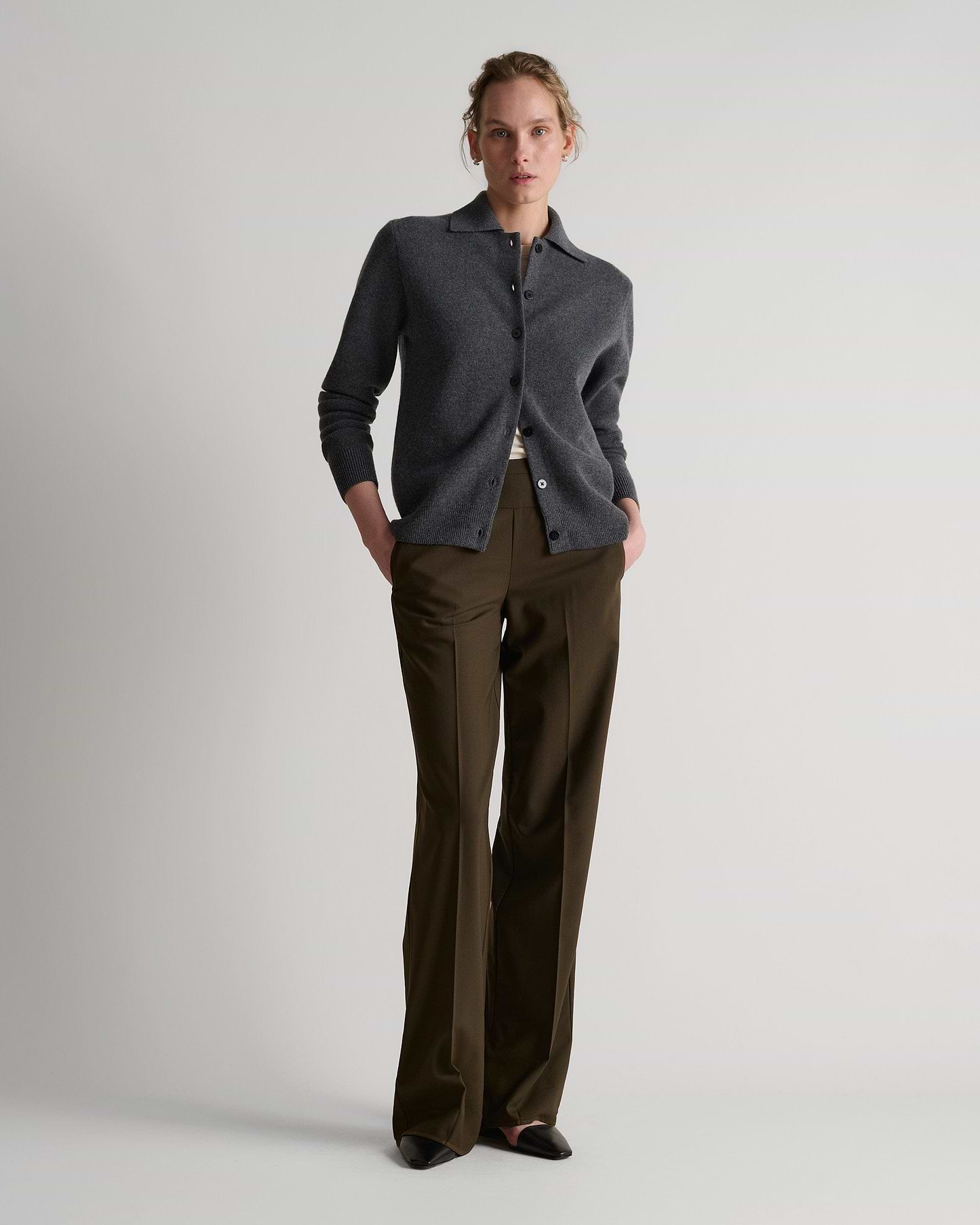 Women's Finest Cashmere Knit Jacket - Graphite