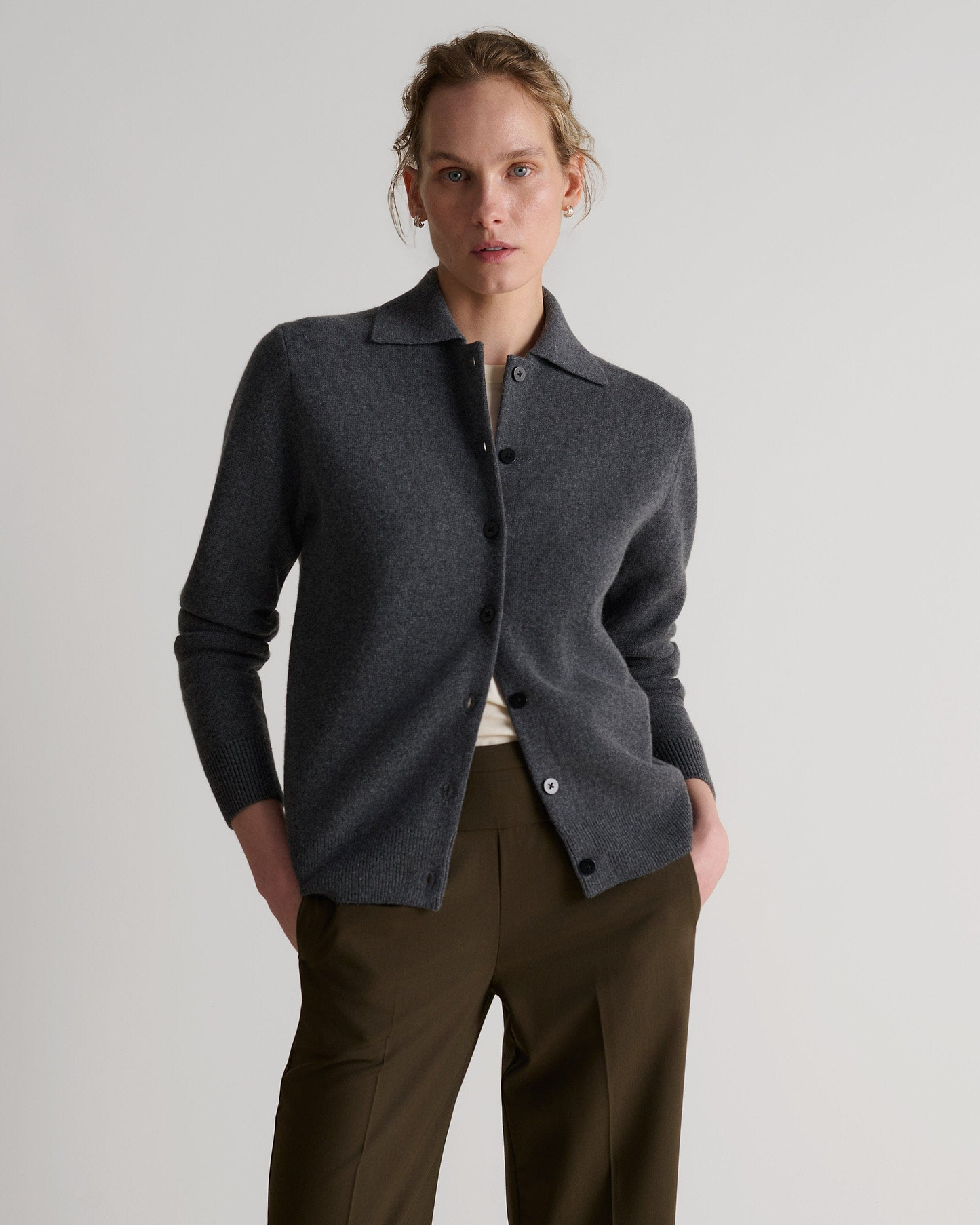 Women's Finest Cashmere Knit Jacket - Graphite