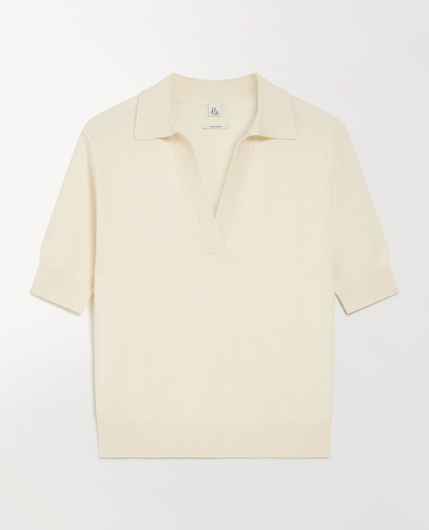 Women's Finest Cashmere Open Collar Polo - Buttermilk