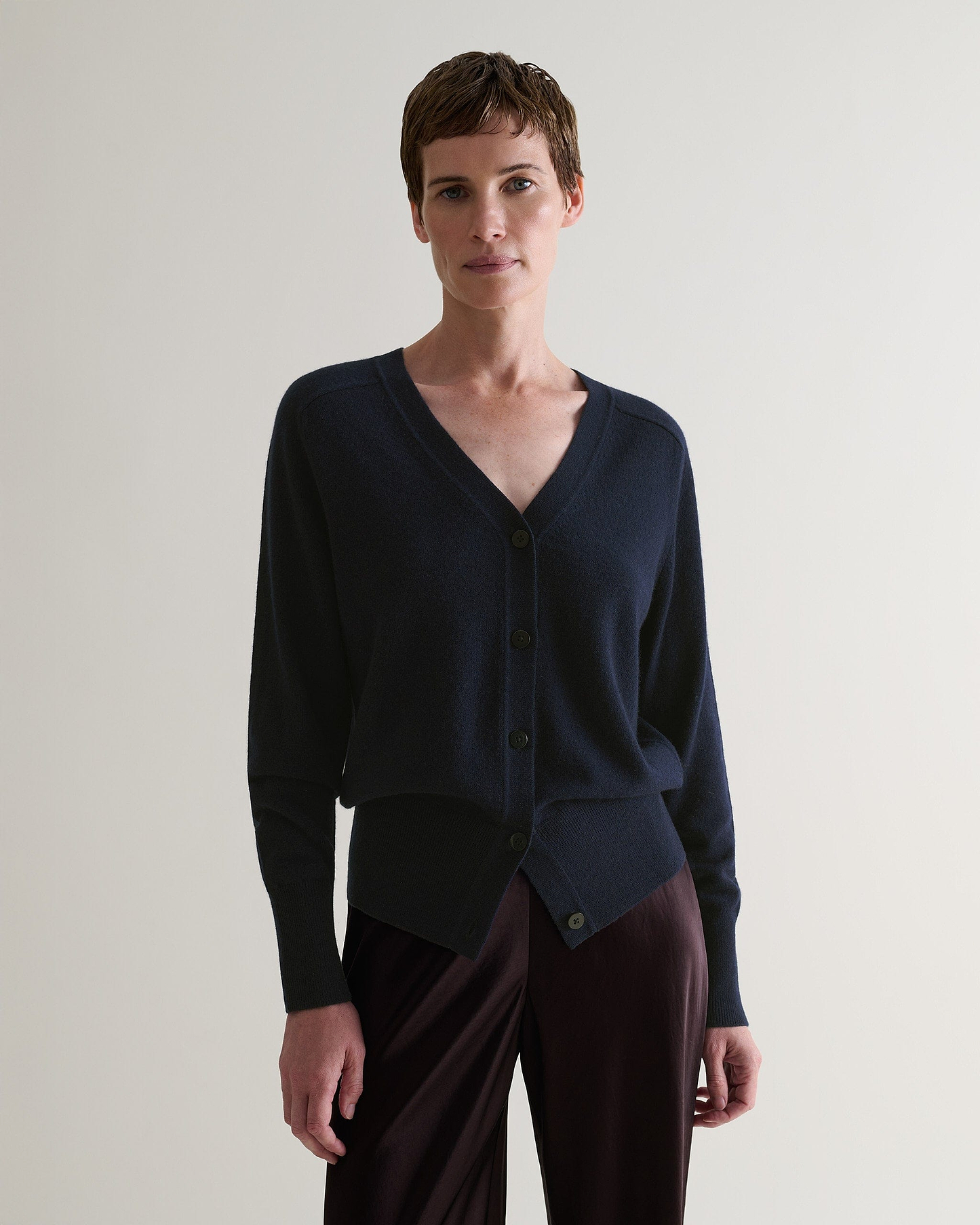 Women's Finest Cashmere Blouson Cardigan - Indigo