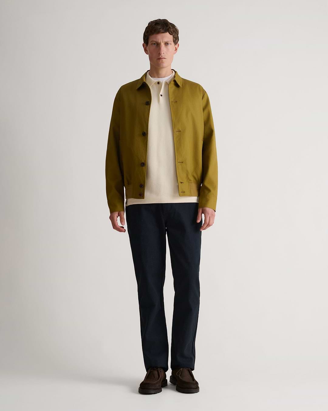Men's French Linen Bomber Jacket - Olive