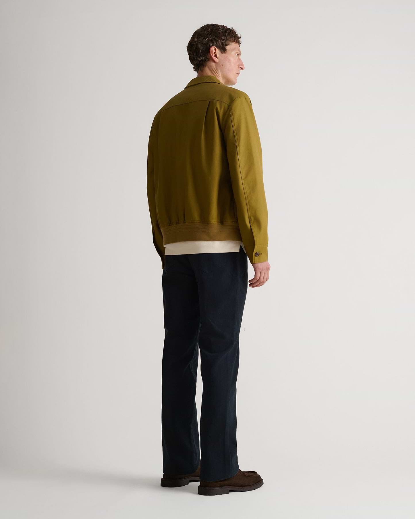 Men's French Linen Bomber Jacket - Olive