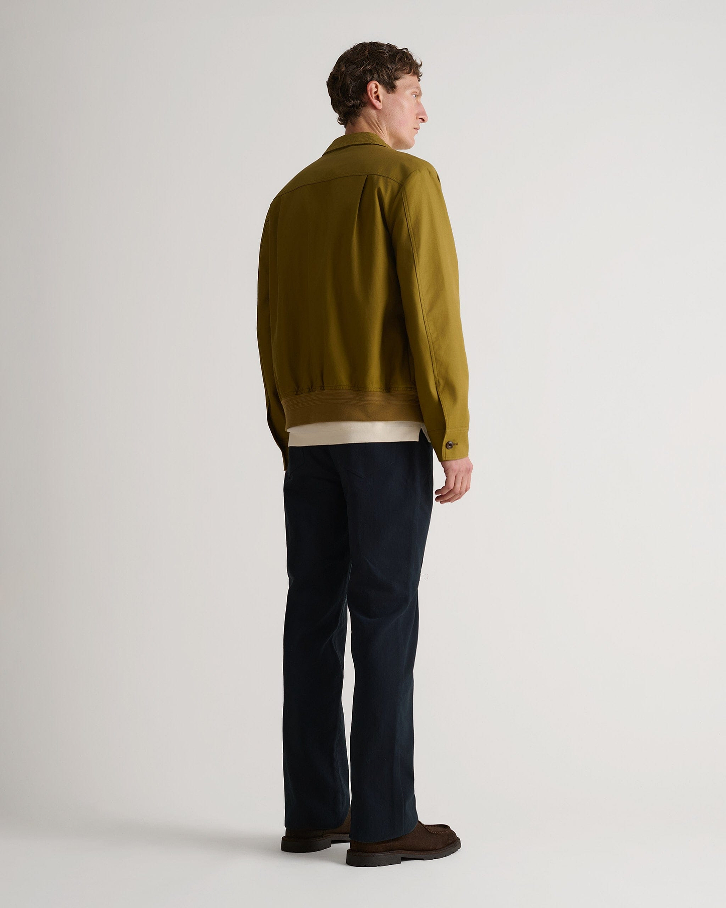 Men's French Linen Bomber Jacket - Olive