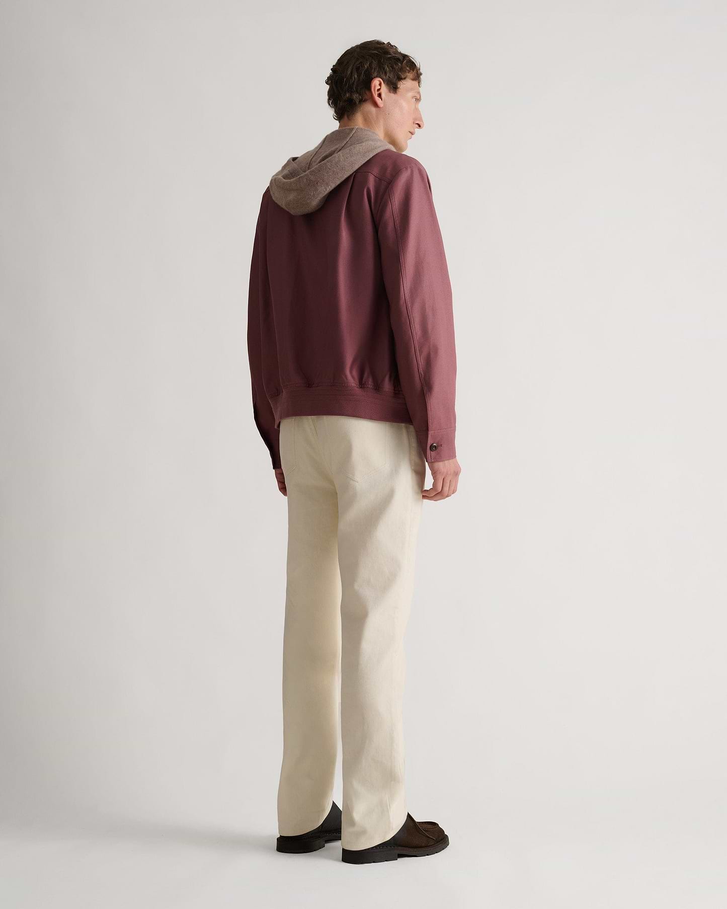 Men's French Linen Bomber Jacket - Smoky Lilac