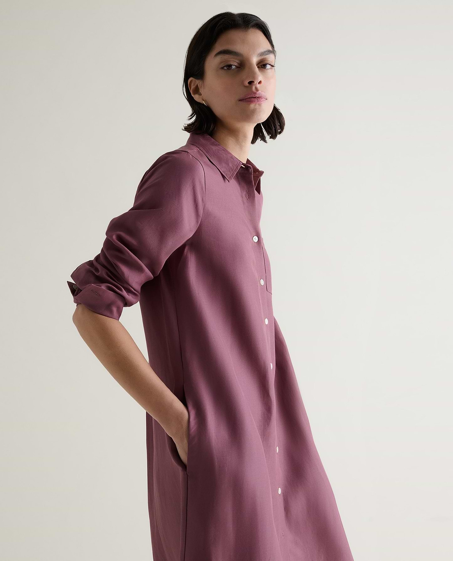 Women's Future-Linen Shirt Dress - Smoky Lilac