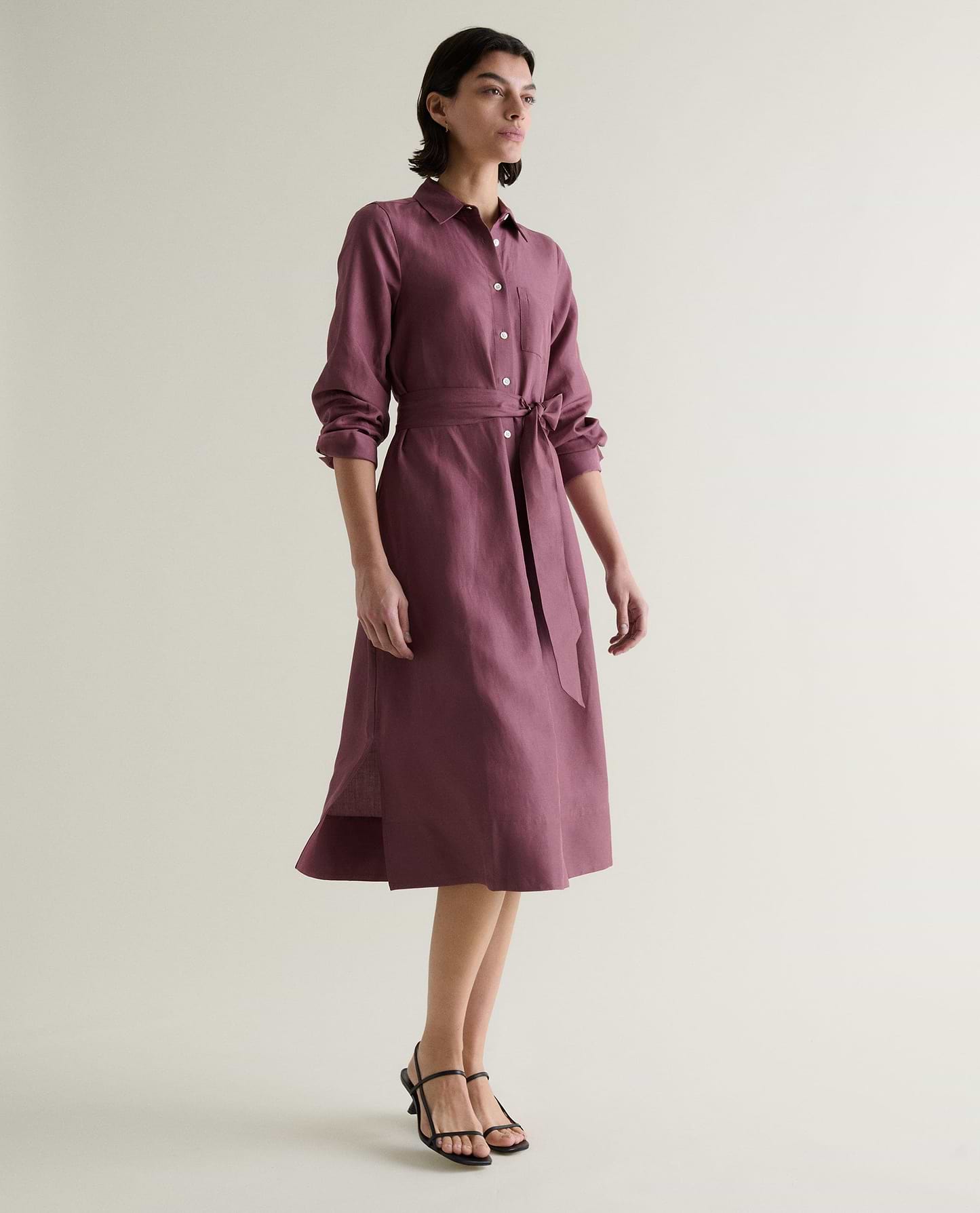 Women's Future-Linen Shirt Dress - Smoky Lilac