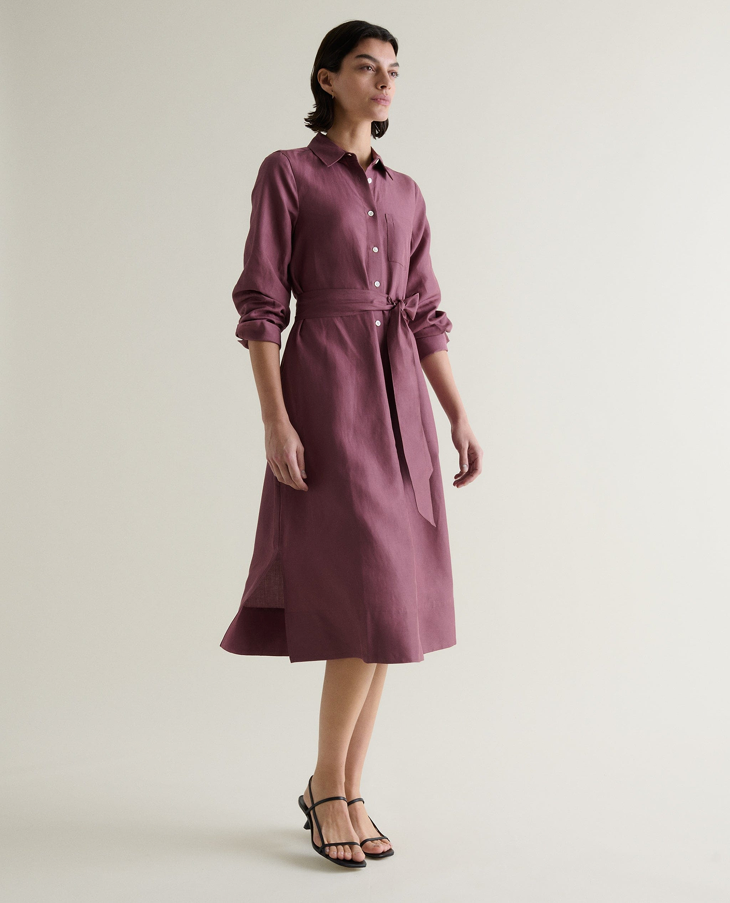Women's Future-Linen Shirt Dress - Smoky Lilac