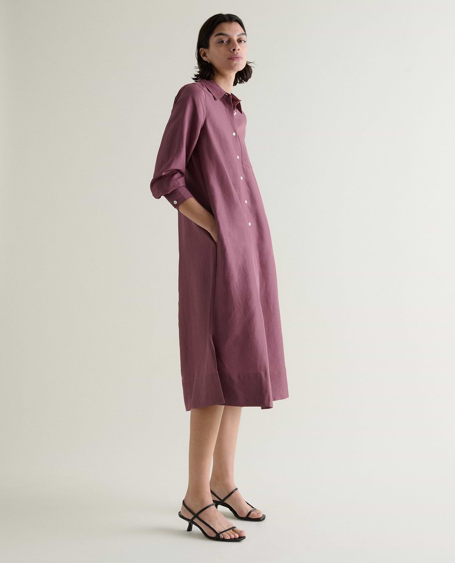 Women's Future-Linen Shirt Dress - Smoky Lilac