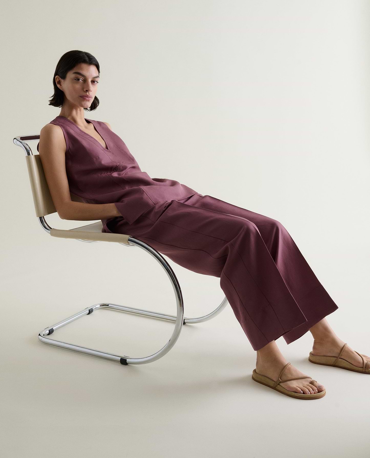 Women's Future-Linen V Neck Tunic Top - Smoky Lilac