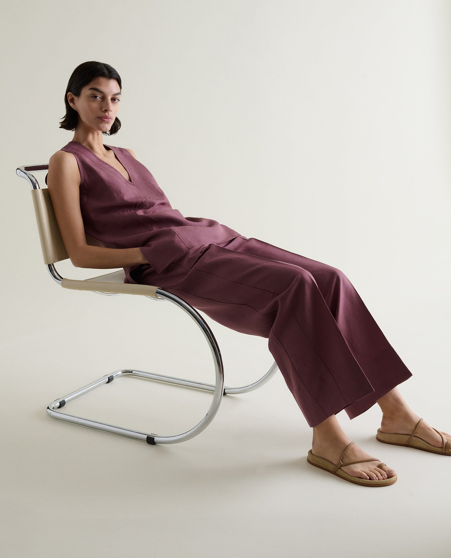 Women's Future-Linen V Neck Tunic Top - Smoky Lilac