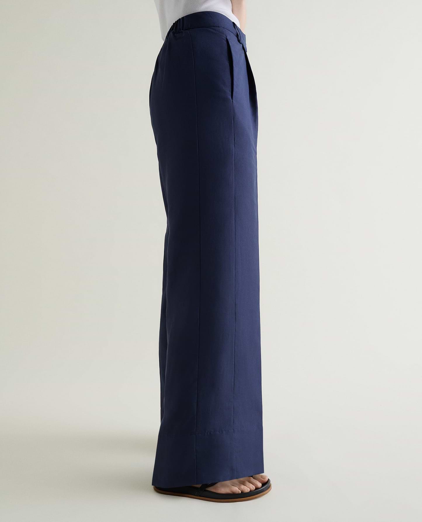 Women's Future-Linen Wide-Leg Trouser - Navy
