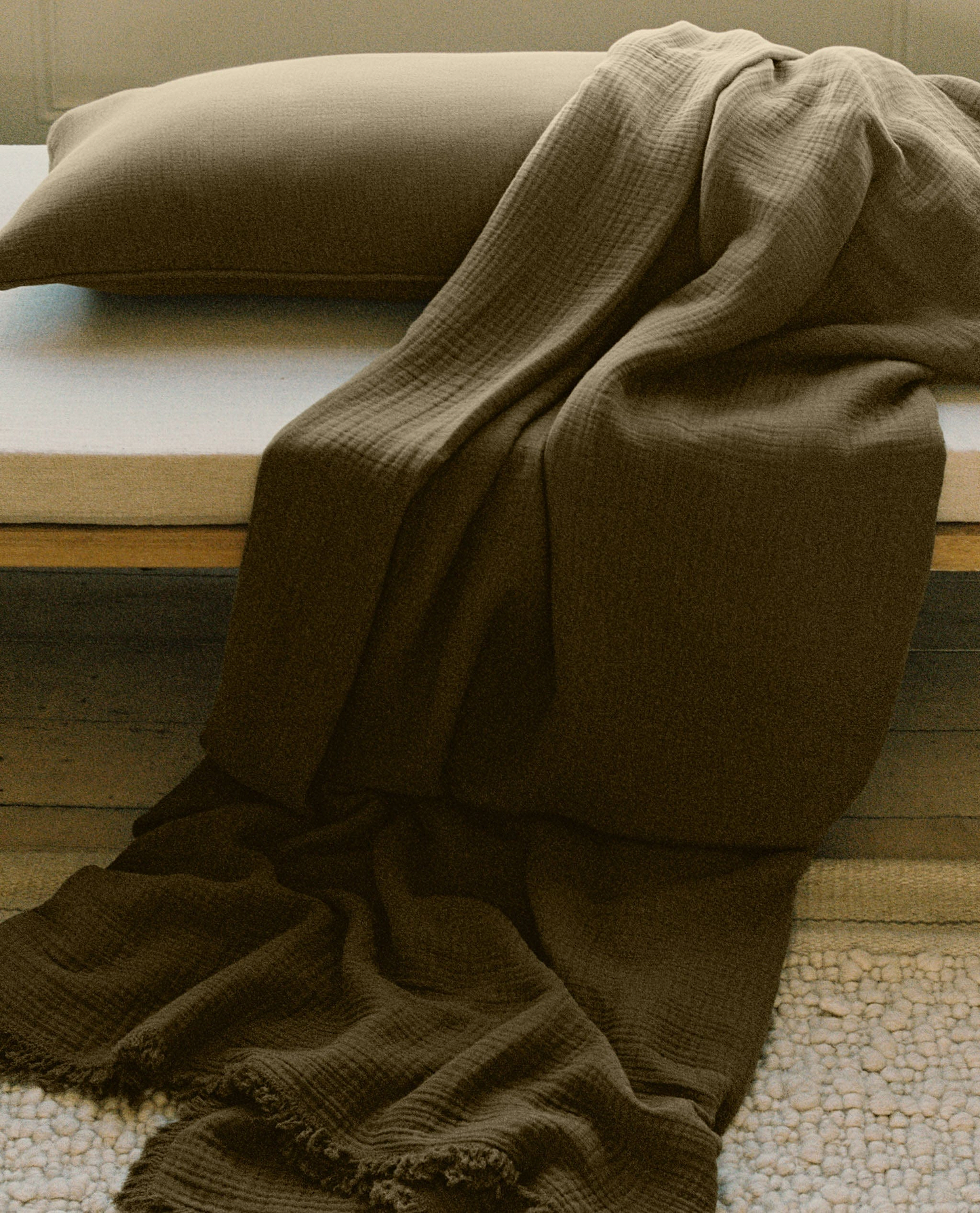 House of Grey Organic Cotton Muslin Large Throw - Seaweed