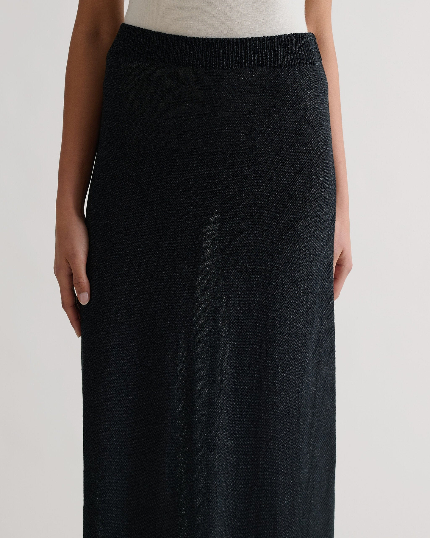 Women's Paper Yarn Knit Skirt - Black