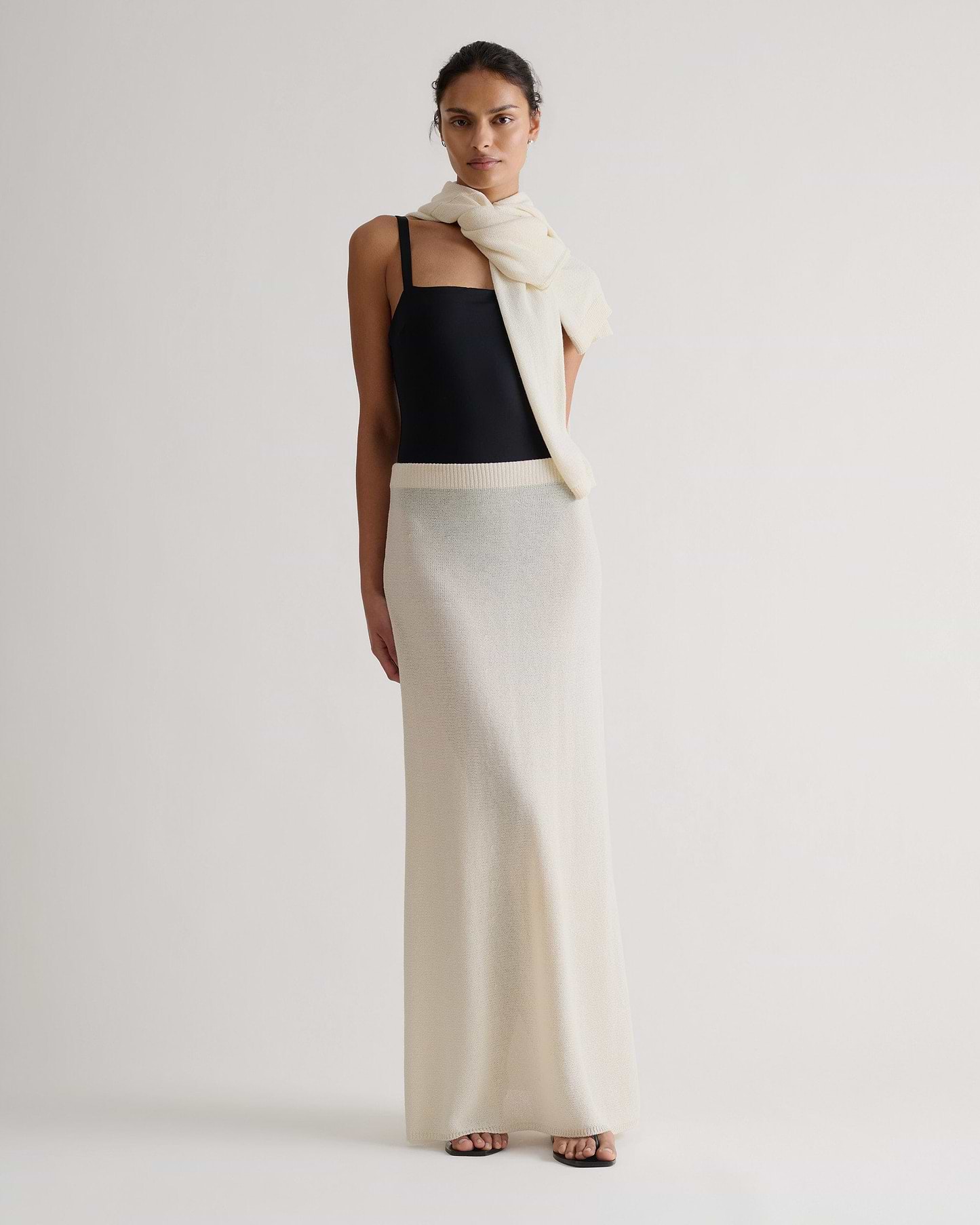 Women's Paper Yarn Knit Skirt - Parchment
