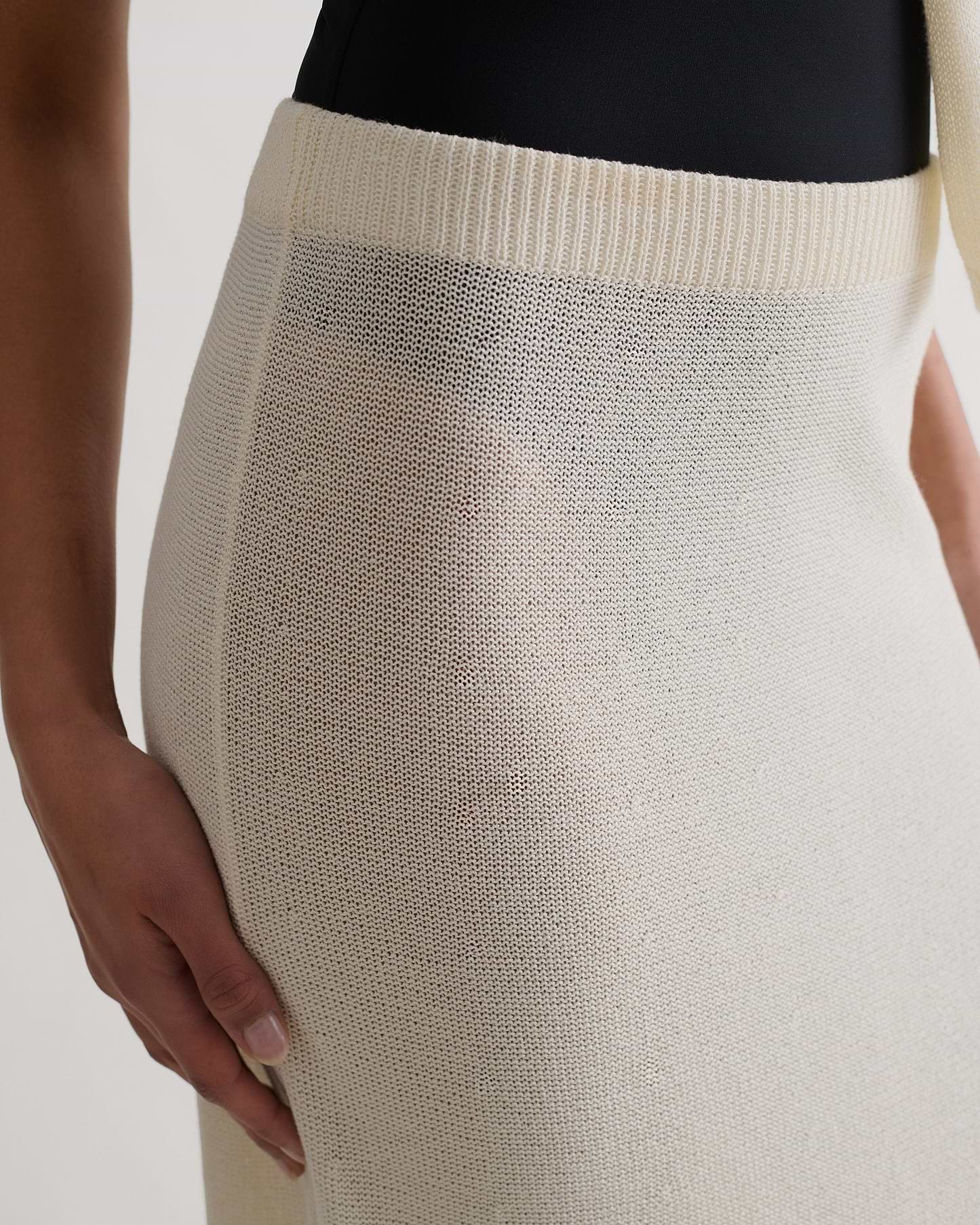 Women's Paper Yarn Knit Skirt - Parchment